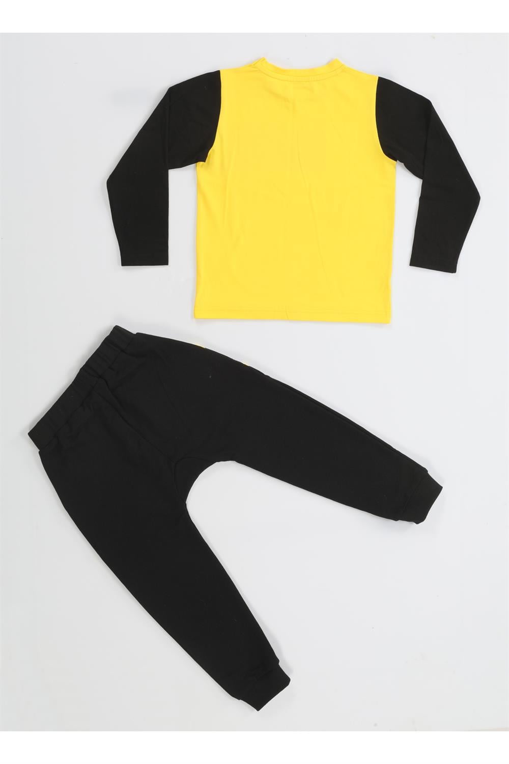 Original T-rex Sarı - Siyah Pantolon + T-shirt Takım - Casabony Kids