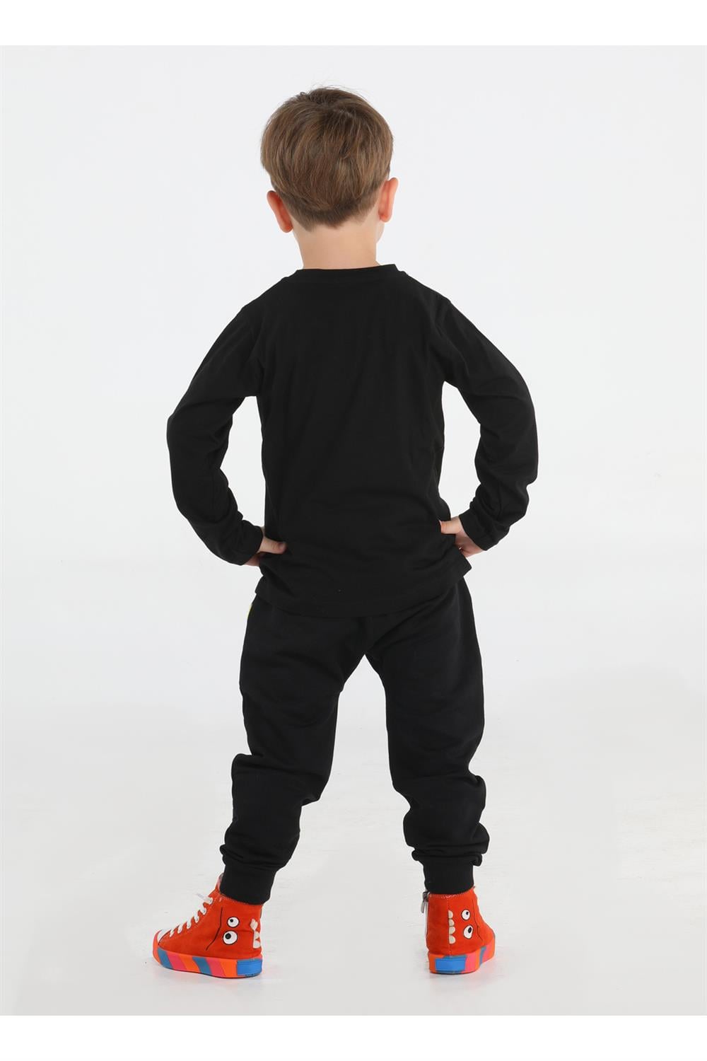 Out Dino Siyah Baggy Pantolon + T-shirt Takım - Casabony Kids