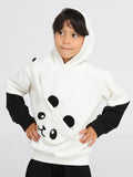 Panda Unisex Mobil Çantalı Krem Sweatshirt - Casabony Kids