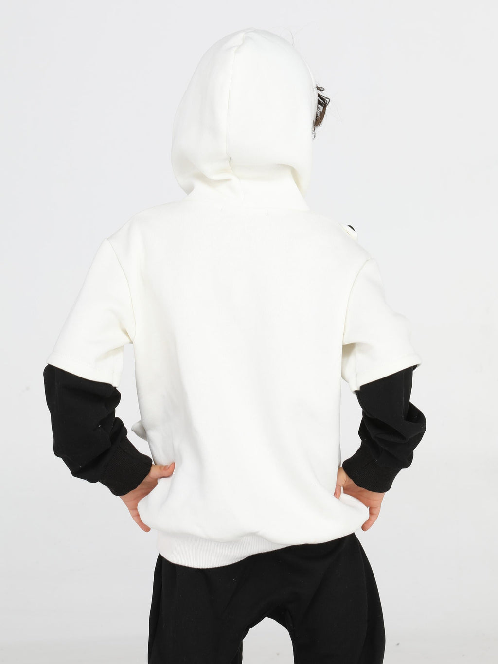 Panda Unisex Mobil Çantalı Krem Sweatshirt - Casabony Kids