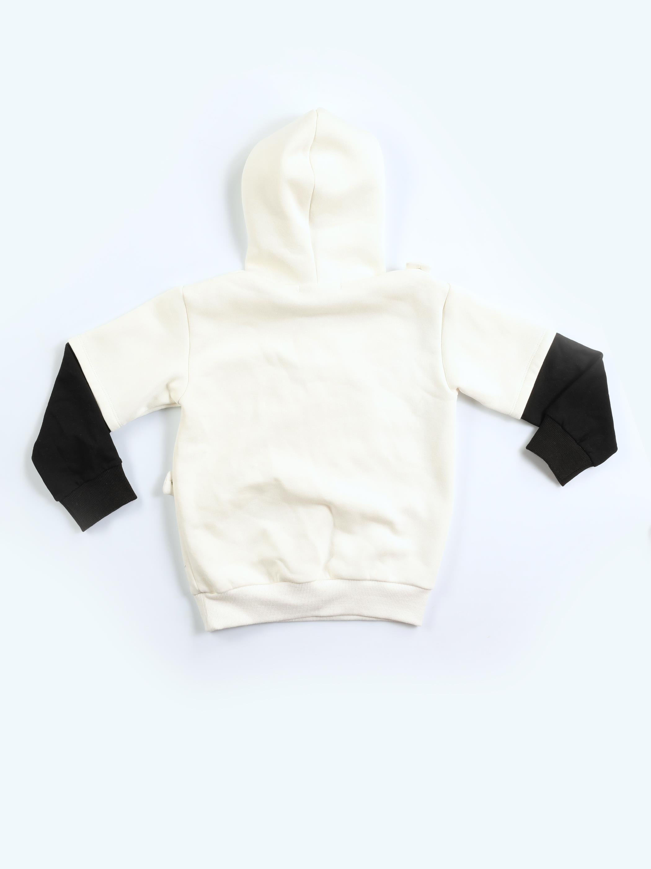 Panda Unisex Mobil Çantalı Krem Sweatshirt - Casabony Kids