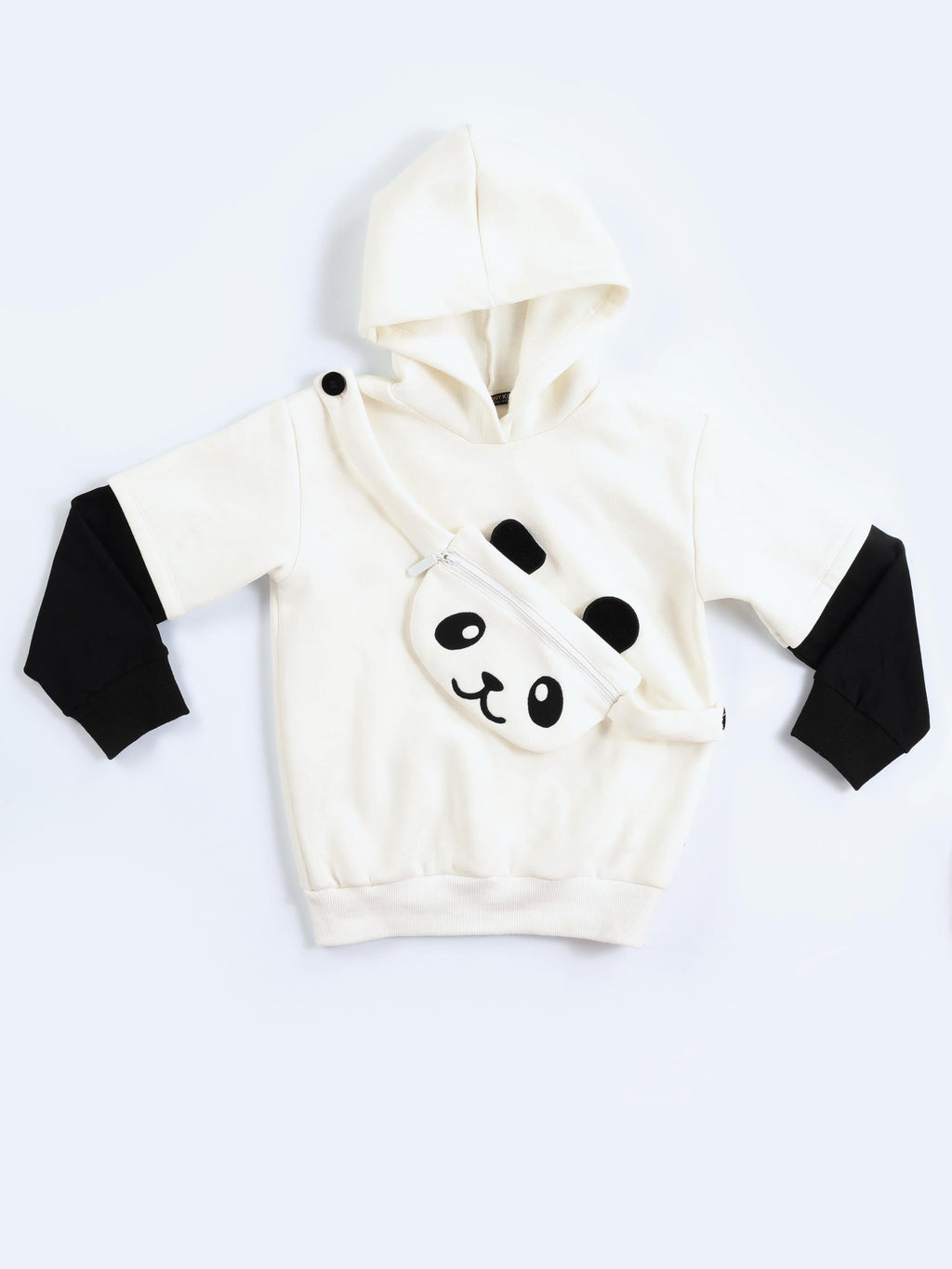 Panda Unisex Mobil Çantalı Krem Sweatshirt - Casabony Kids
