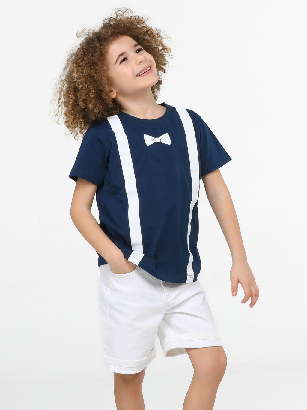 Papyon Beyaz Denim Şort + T-shirt Takım - Casabony Kids
