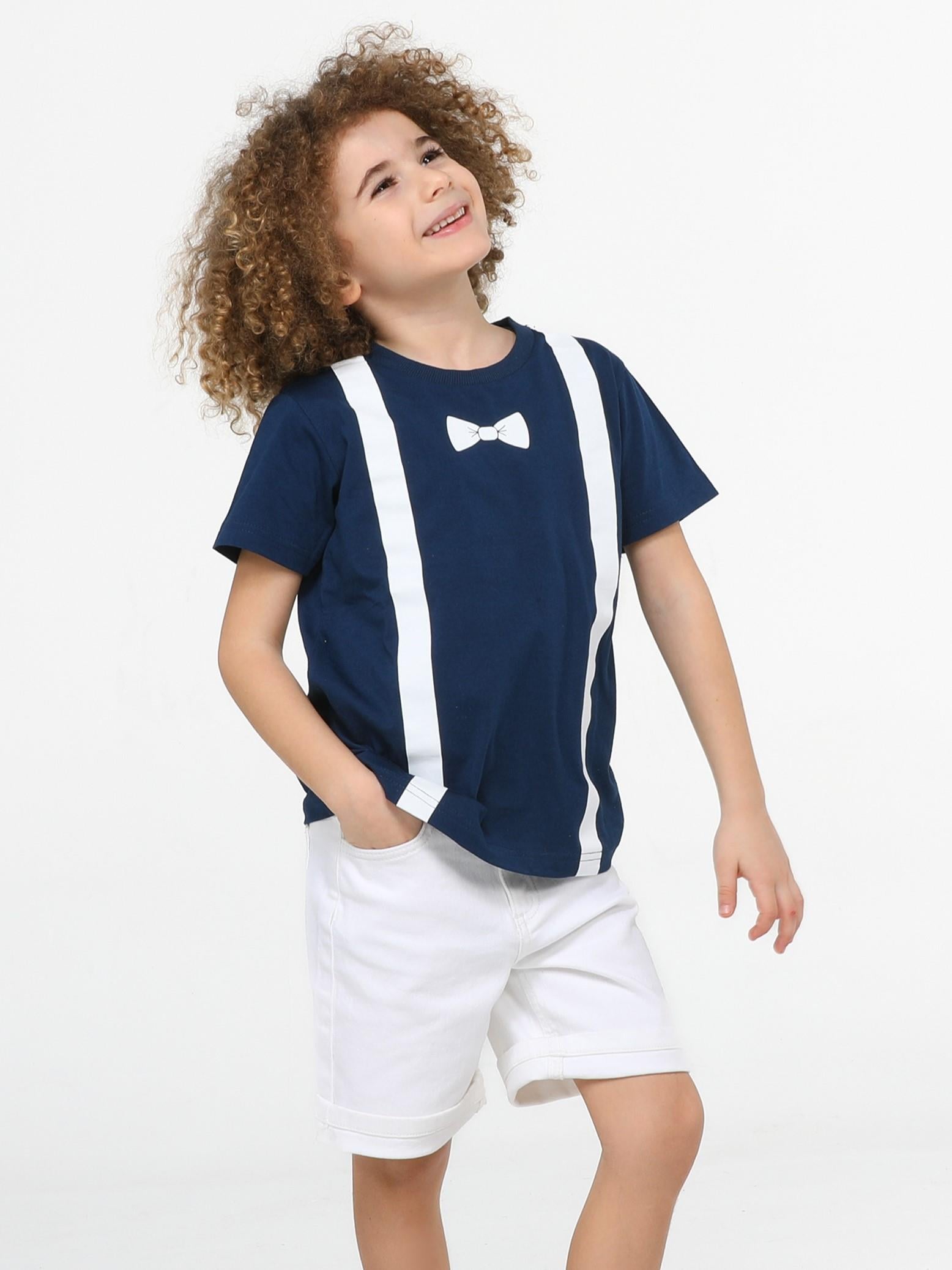 Papyon Beyaz Denim Şort + T-shirt Takım - Casabony Kids