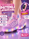 Patenli Kız Çocuk Ayakkabı PEMBE - LİLA Tak Çıkar Tekerlek - Casabony Kids