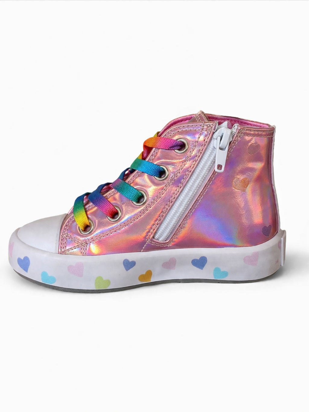 Pembe Hologram Kız Çocuk Fermuarlı Sneaker - Casabony Kids