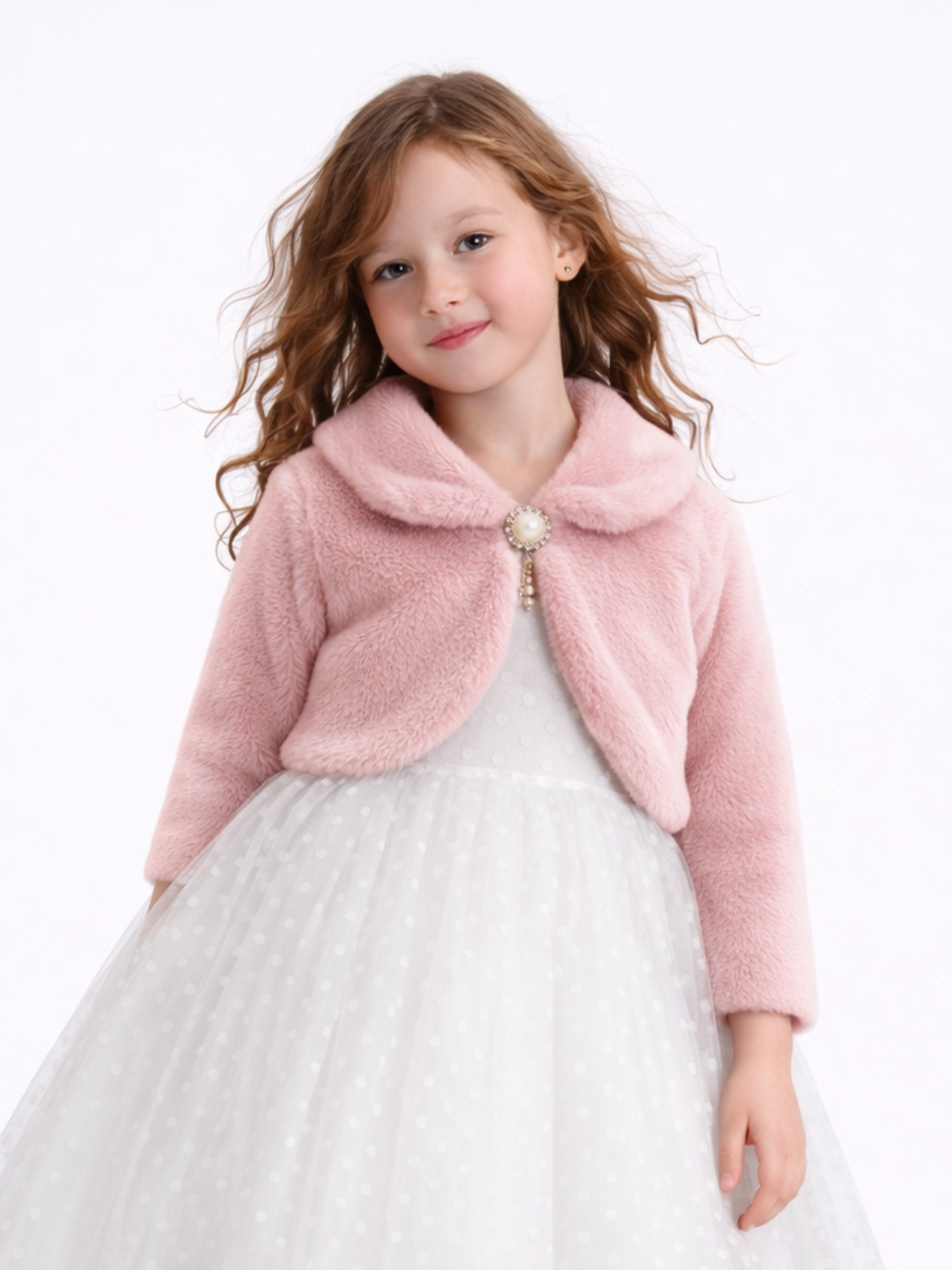 Pembe Kız Çocuk Peluş Bolero - Casabony Kids