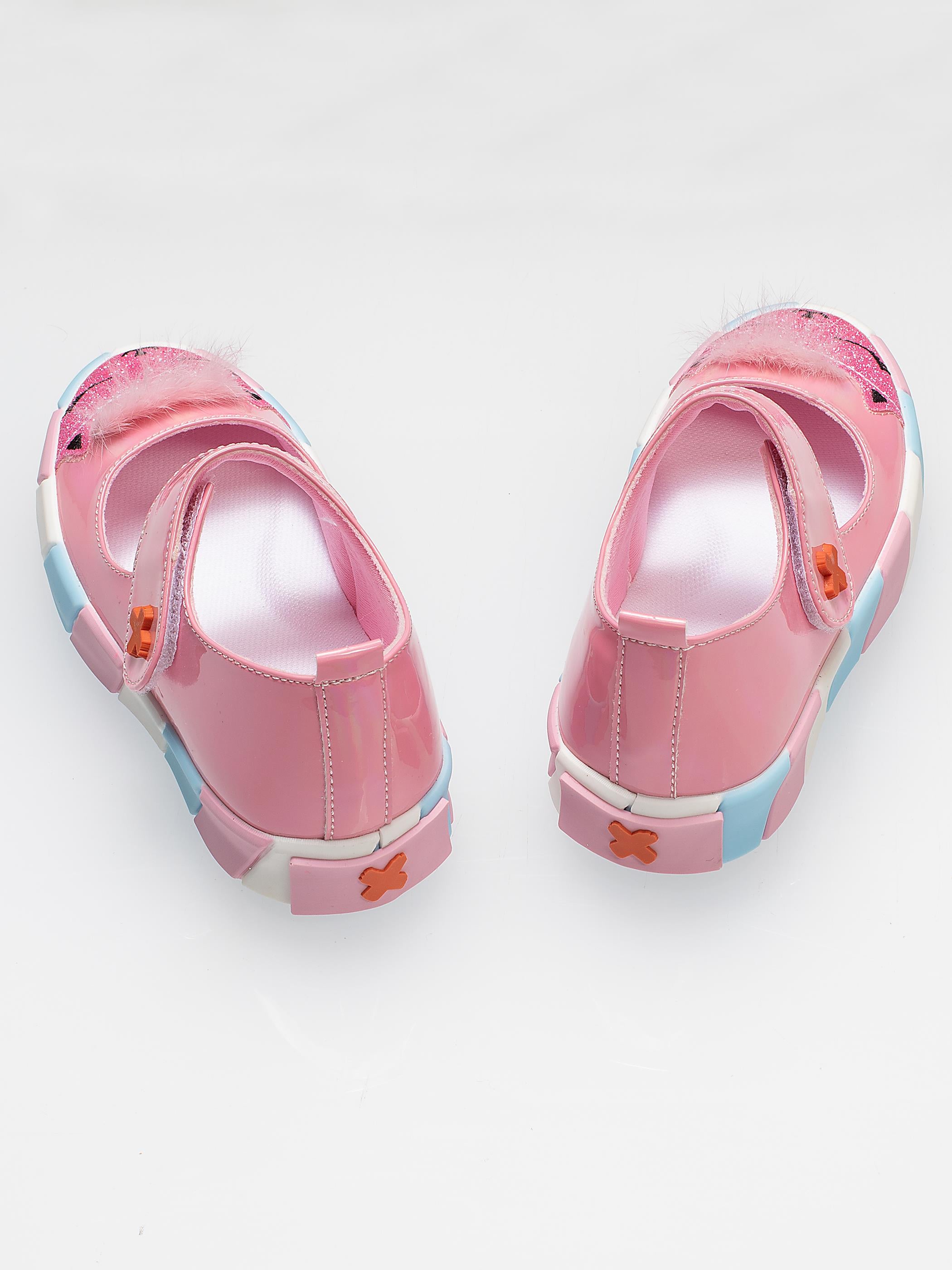 Pembe Rugan Simli 3d Kız Babet Sneakers - Casabony Kids