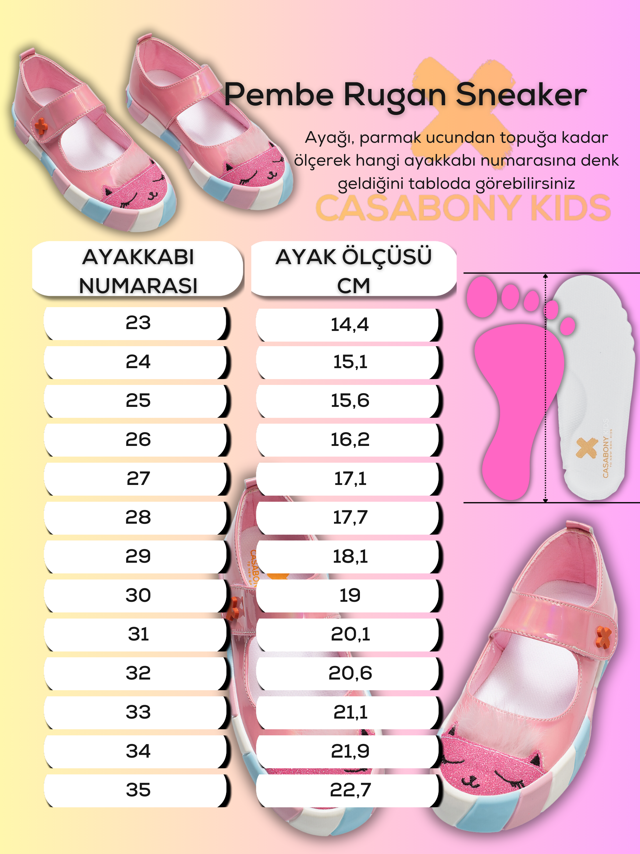 Pembe Rugan Simli 3d Kız Babet Sneakers - Casabony Kids