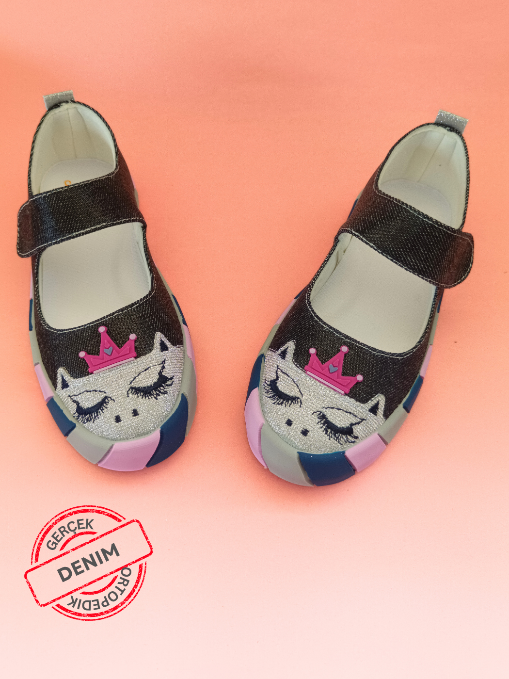 Prenses Parlak Denim Kız Çocuk Babet - Casabony Kids
