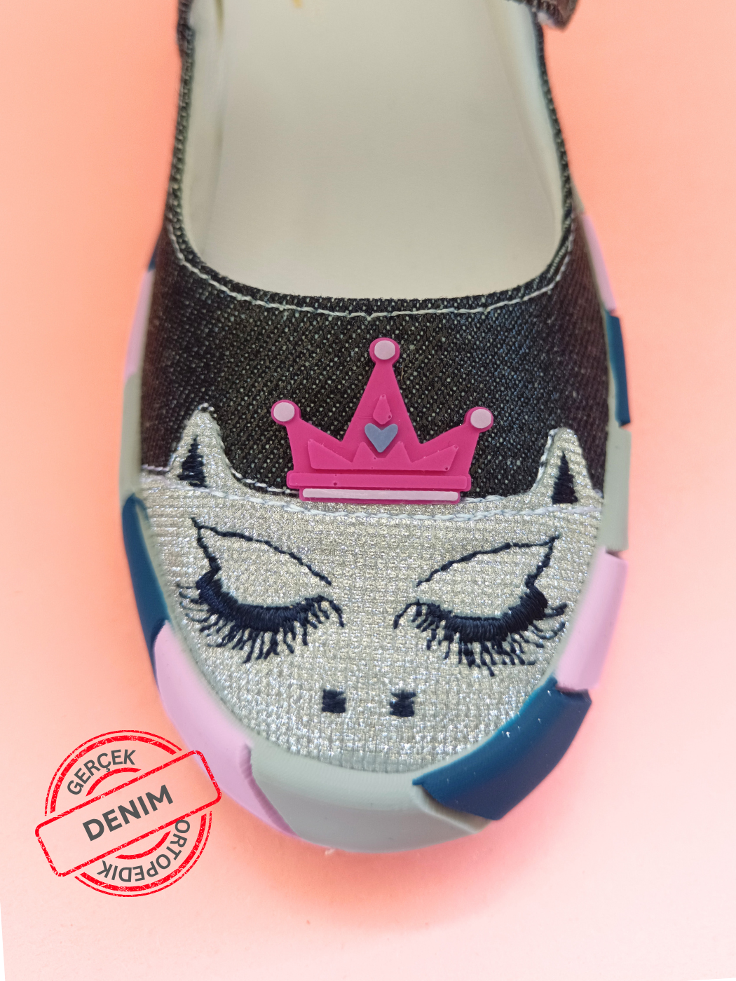 Prenses Parlak Denim Kız Çocuk Babet - Casabony Kids