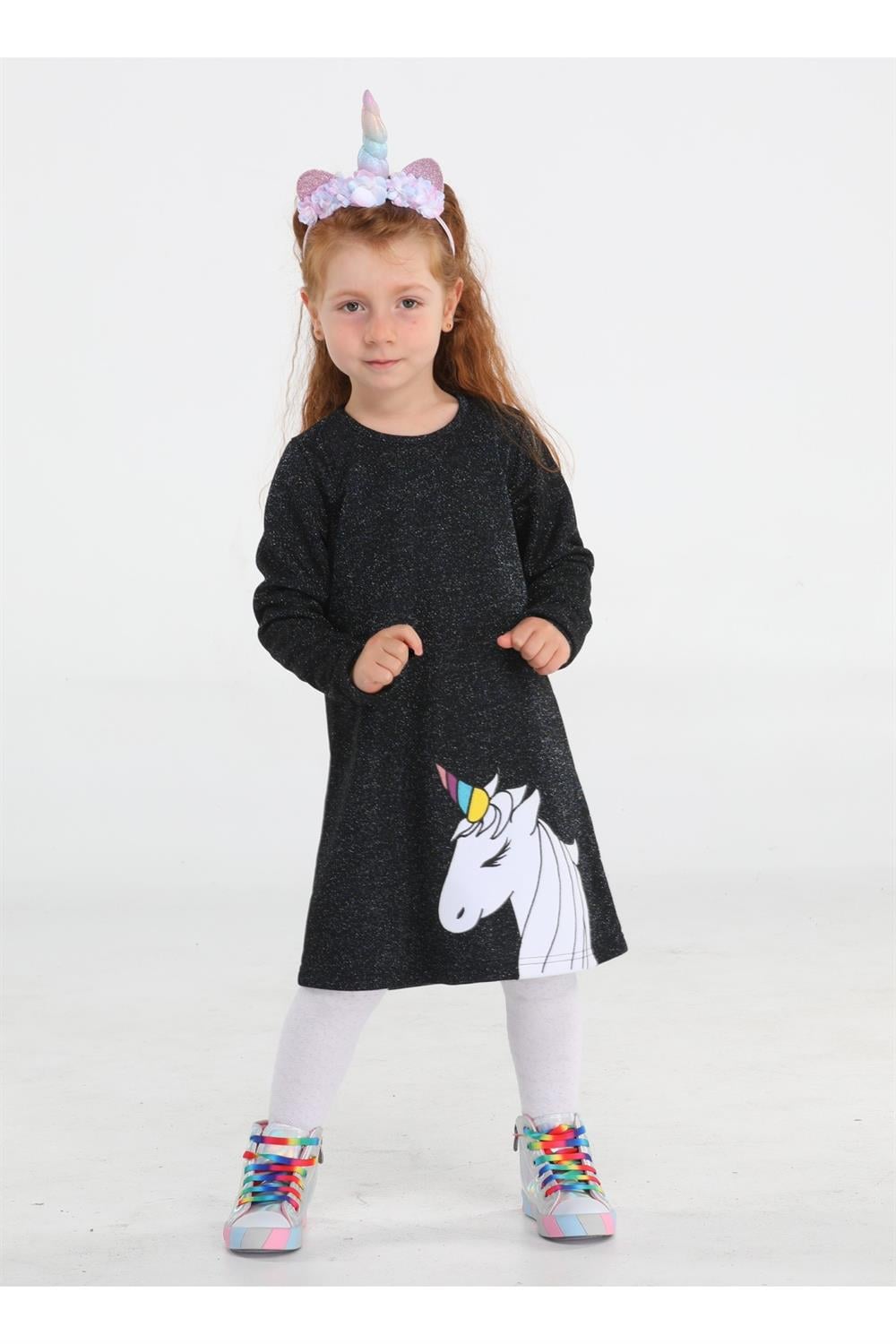 Princess Unicorn Laci Simli Kız Elbise - Casabony Kids