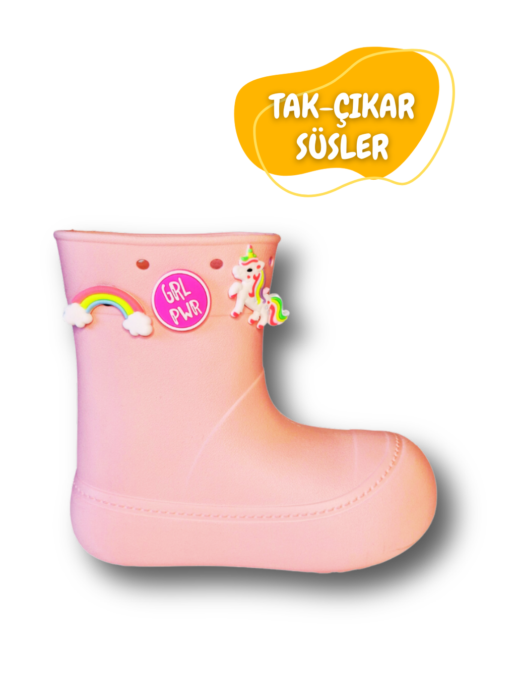 Pudra Yağmur Botu + Xo Çoraplı Set - Casabony Kids