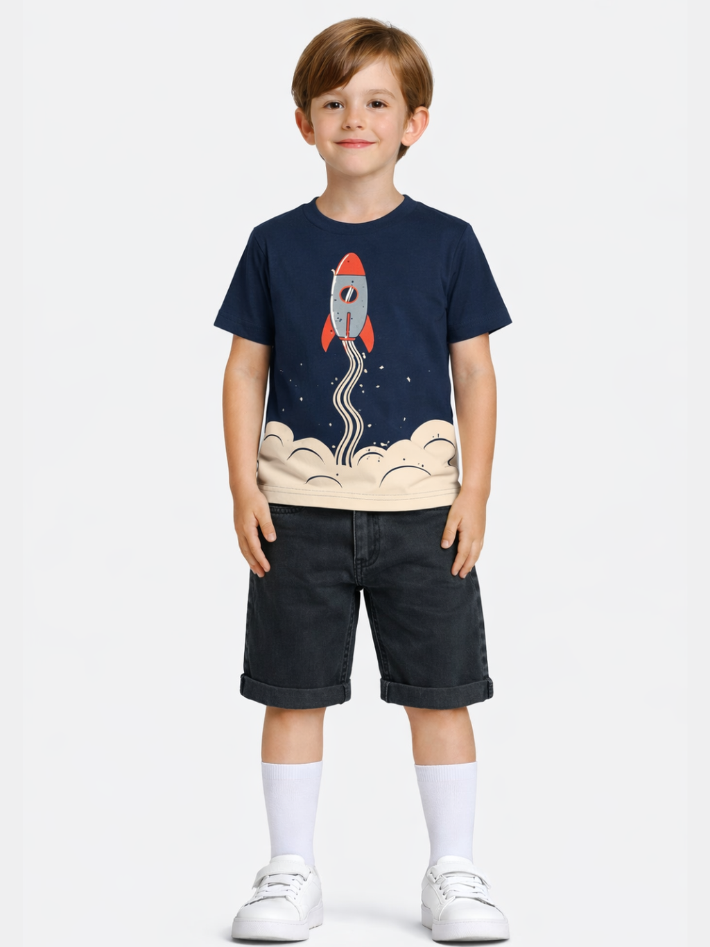 Rocket Denim Şort + T-Shirt Takım - Casabony Kids