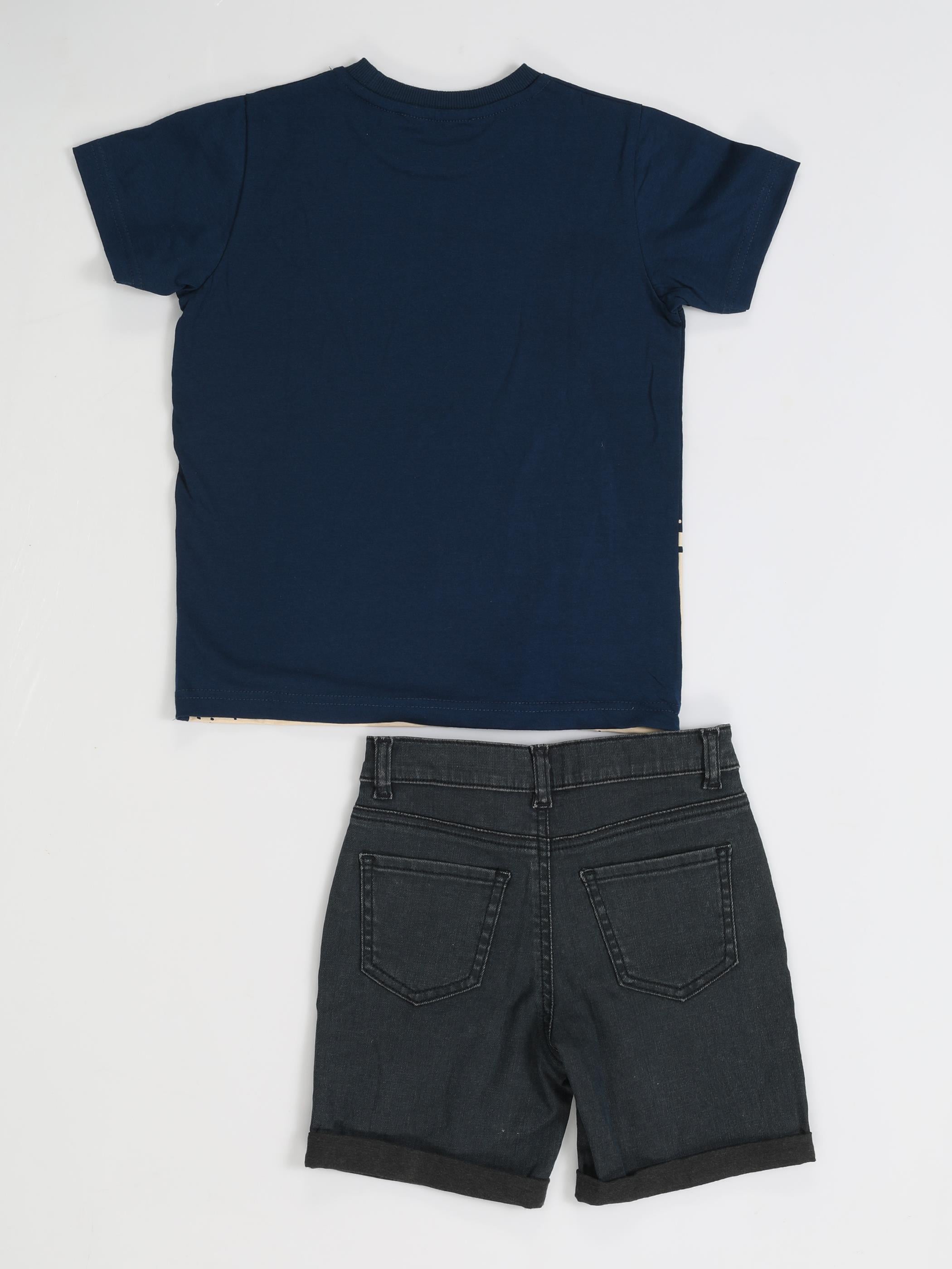 Rocket Denim Şort + T-Shirt Takım - Casabony Kids