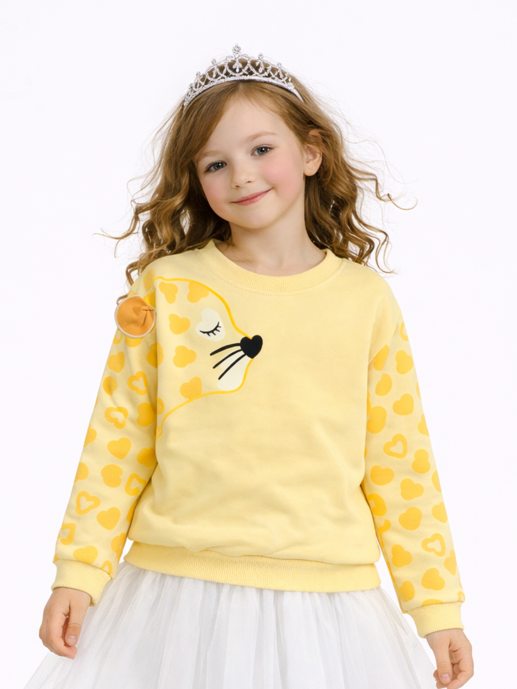 Sarı Leopar Kız Çocuk Sweatshirt - Casabony Kids