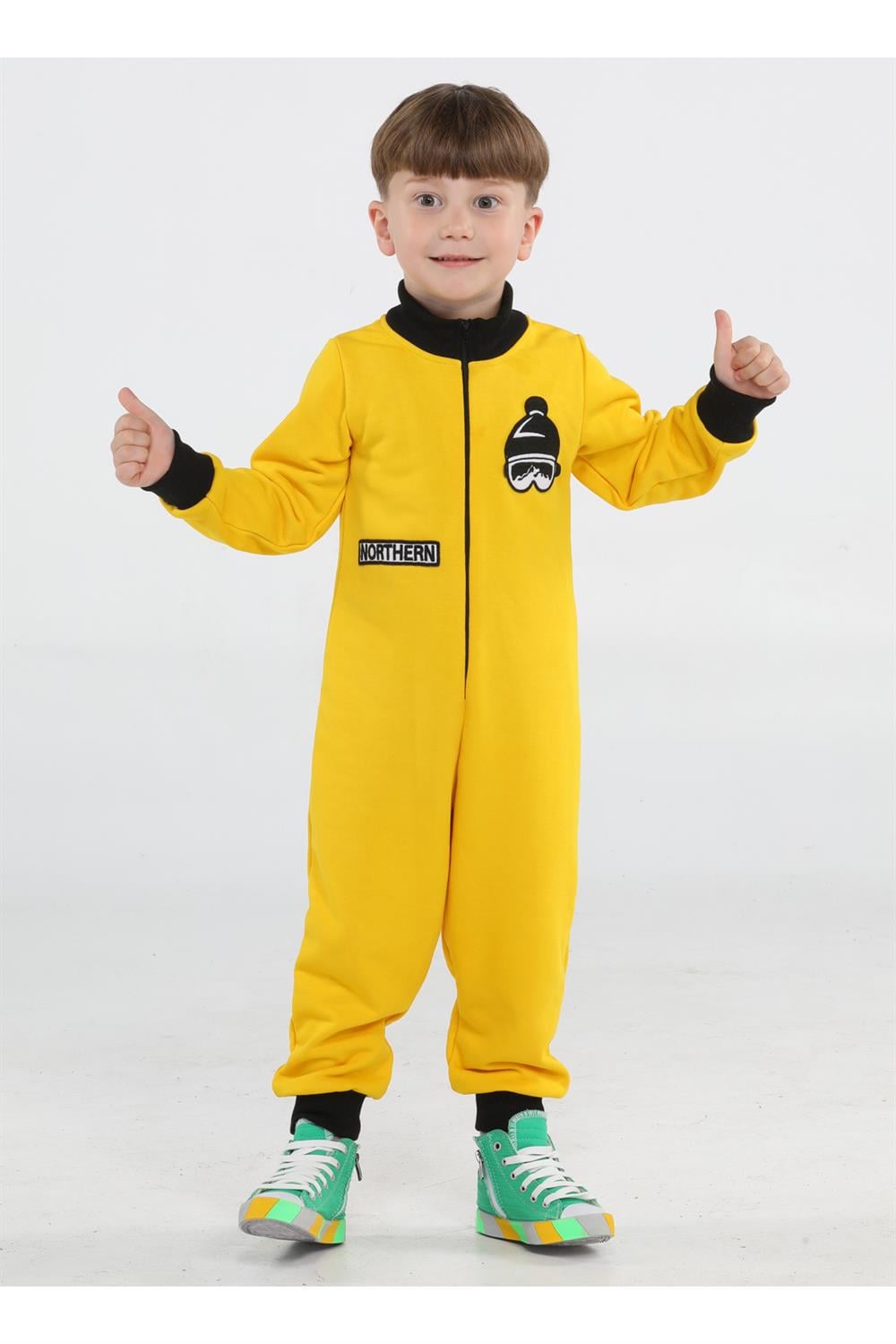 Sarı Uzay Erkek Çocuk Fermuarlı Tulum - Casabony Kids