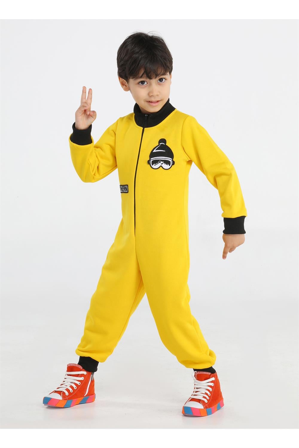 Sarı Uzay Erkek Çocuk Fermuarlı Tulum - Casabony Kids