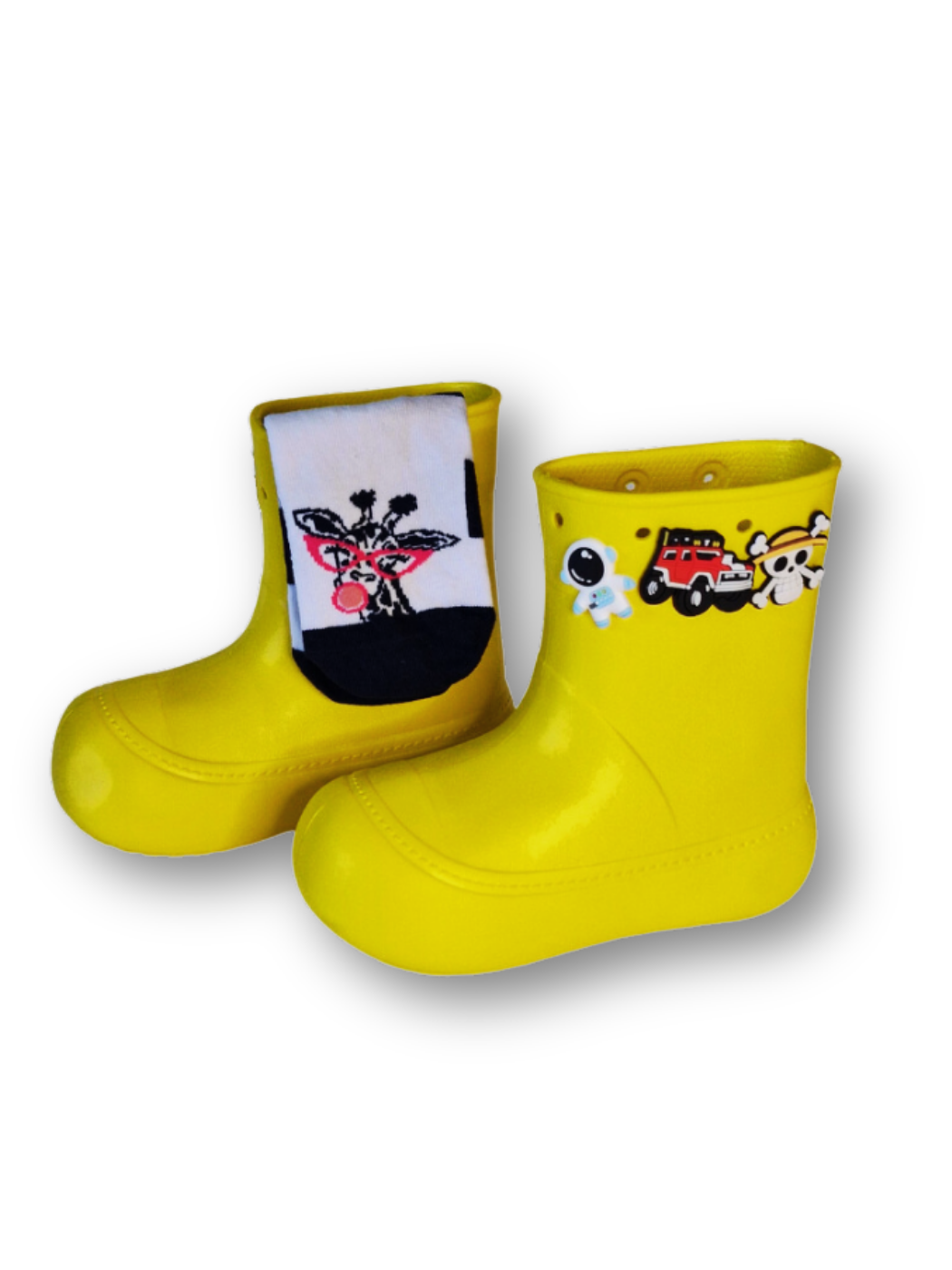 Sarı Yağmur Botu + Giraffe Çoraplı Set - Casabony Kids