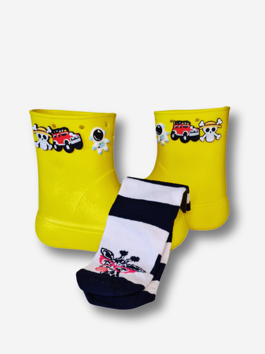 Sarı Yağmur Botu + Giraffe Çoraplı Set - Casabony Kids
