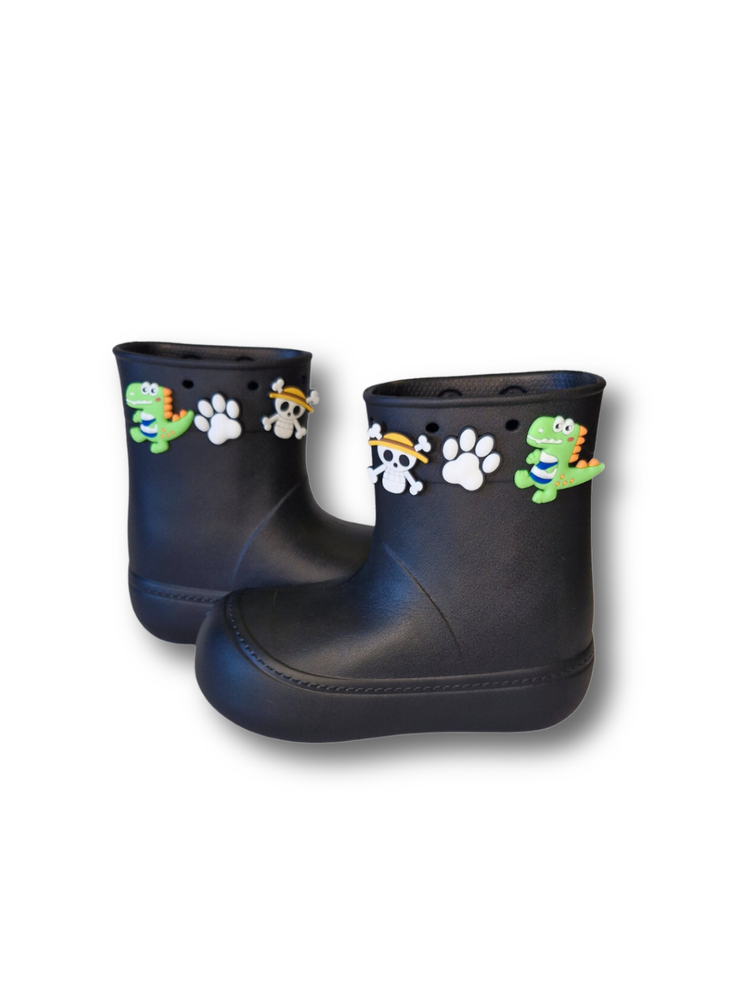 Siyah Yağmur Botu + Süper Star Çoraplı Set - Casabony Kids