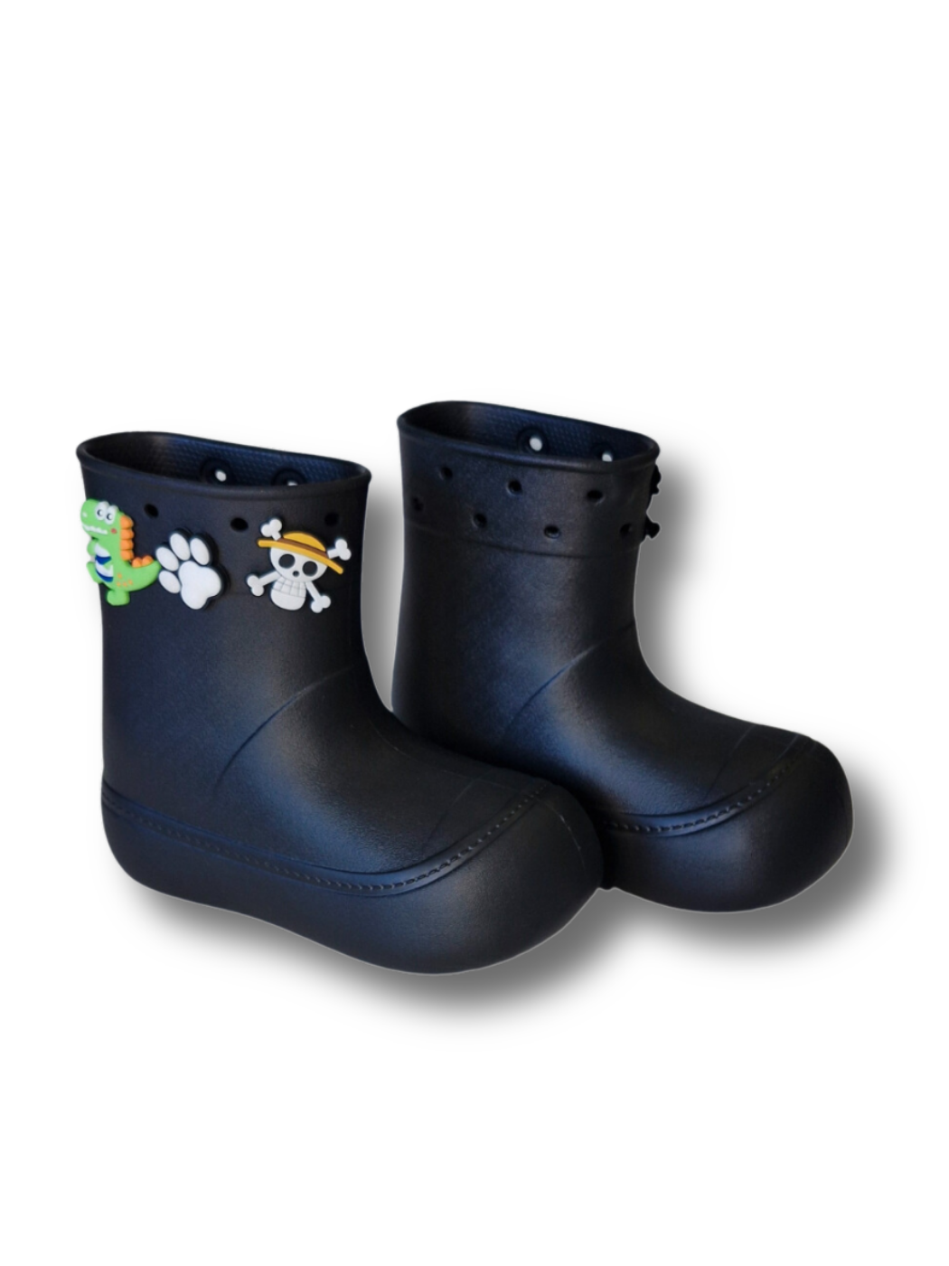 Siyah Yağmur Botu + Süper Star Çoraplı Set - Casabony Kids