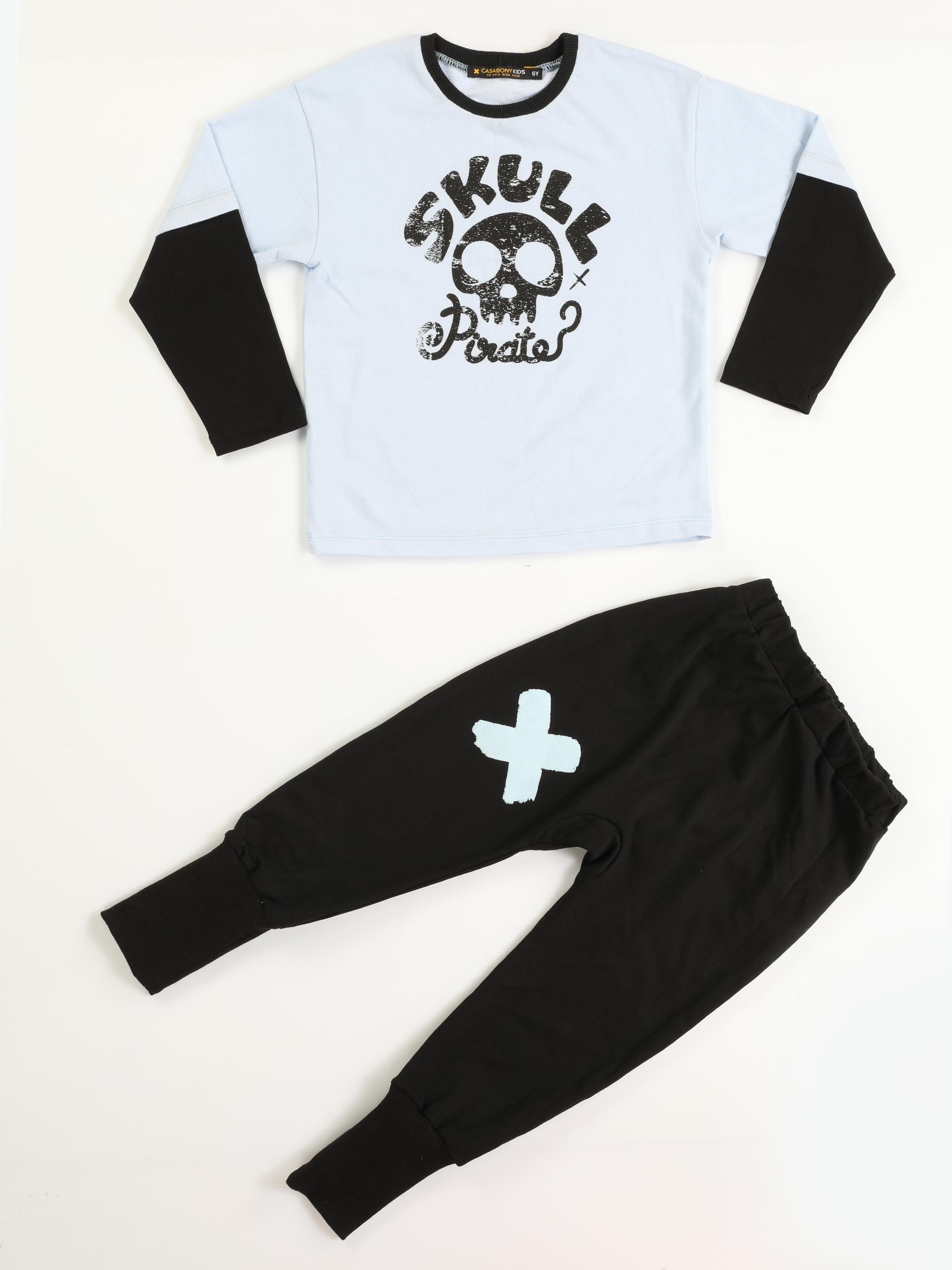 Skull Pirate Oversize T-shirt + Baggy Pantolon Takım - Casabony Kids