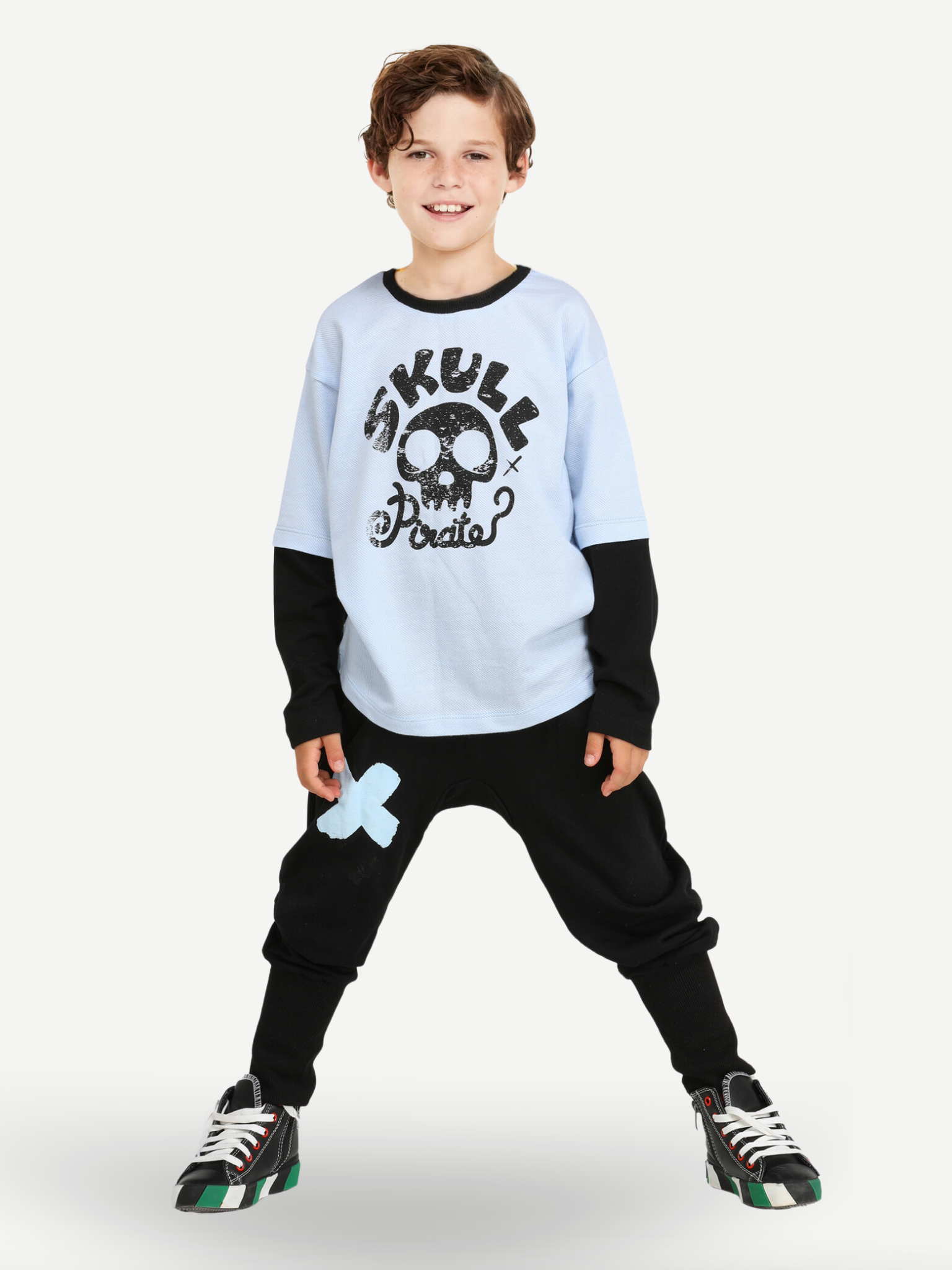 Skull Pirate Oversize T-shirt + Baggy Pantolon Takım - Casabony Kids
