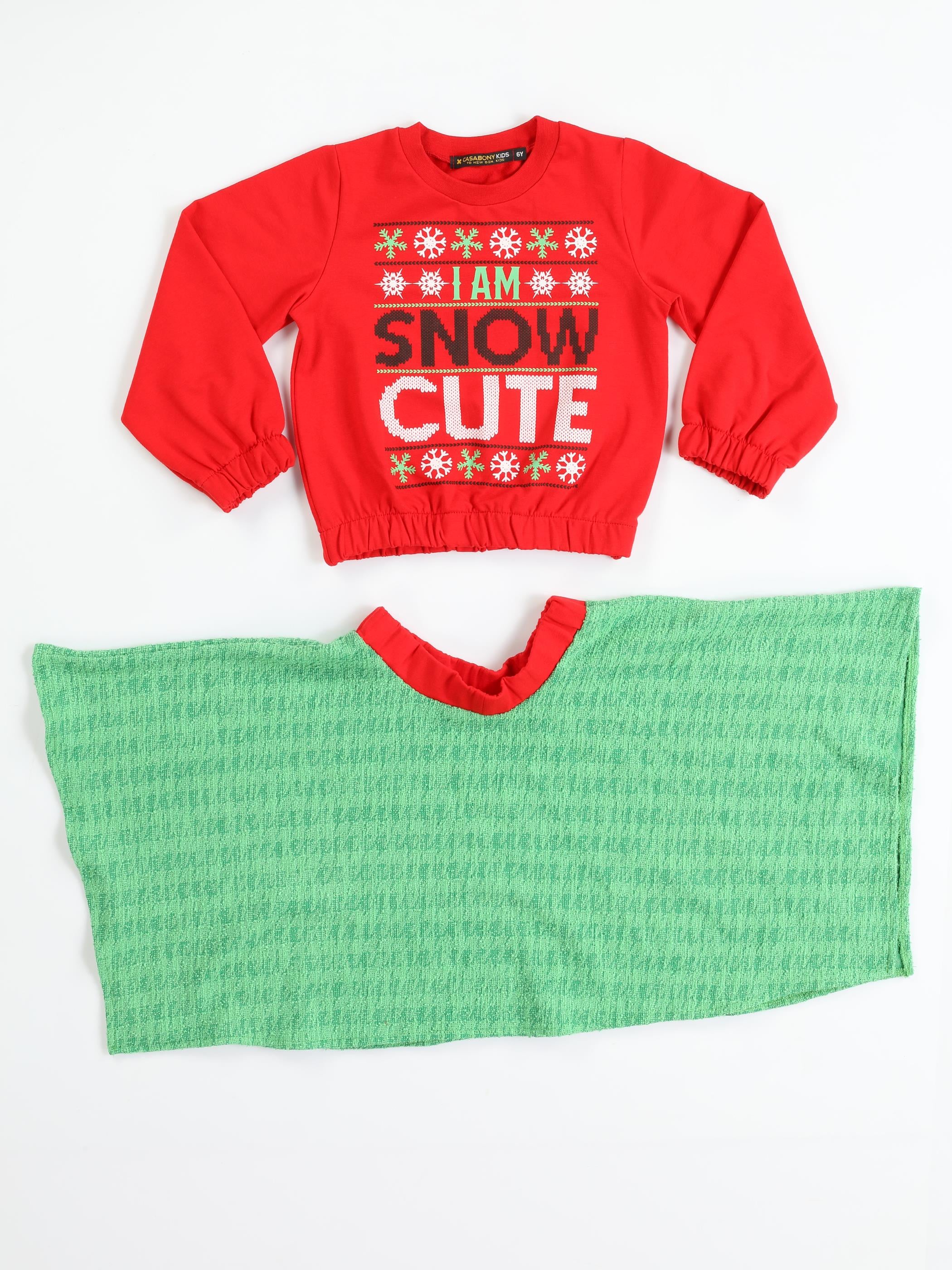 Snow Cute Kız Çocuk Etek + Sweatshirt Takım - Casabony Kids