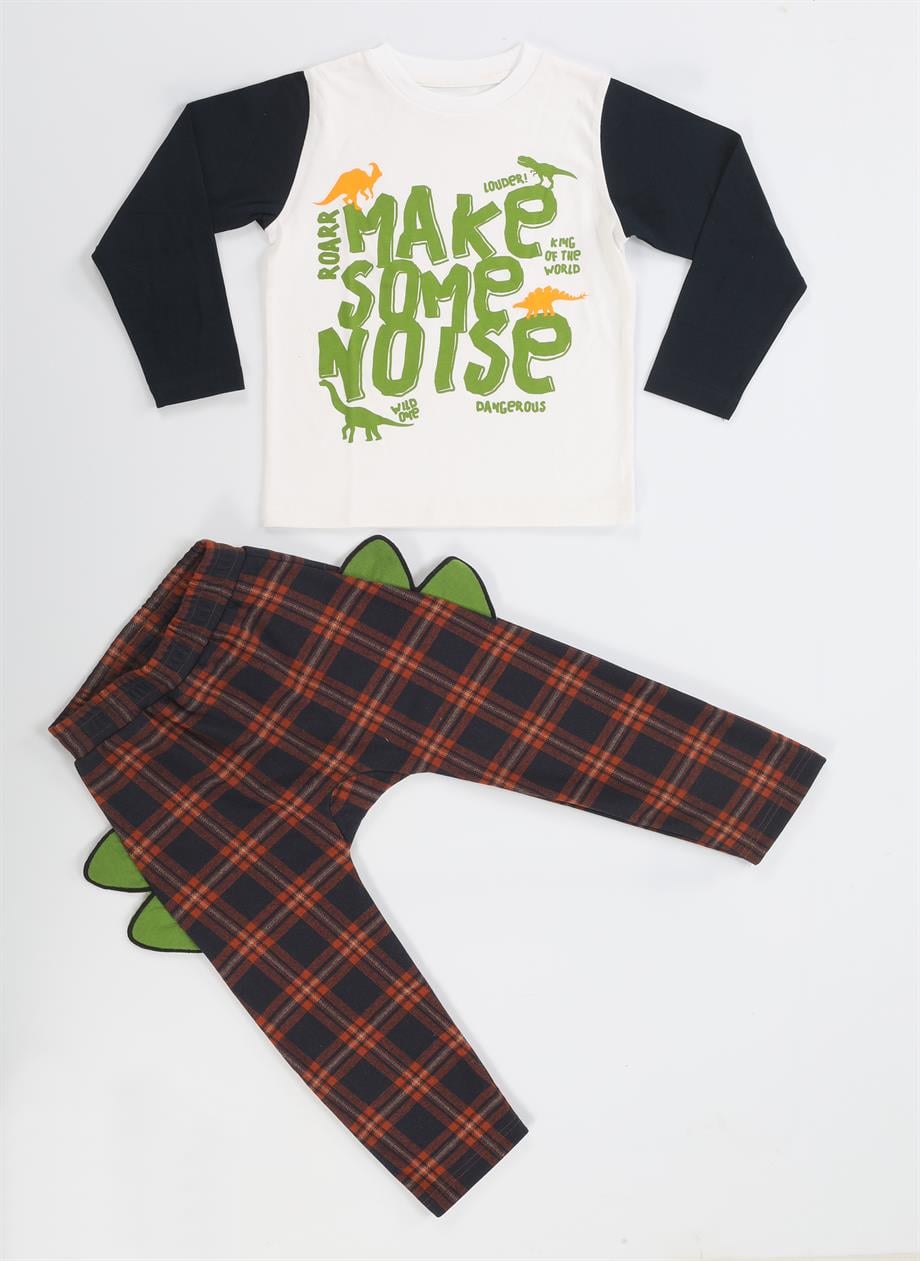 Some Noise Ekose Pantolon + T-shirt Takım - Casabony Kids