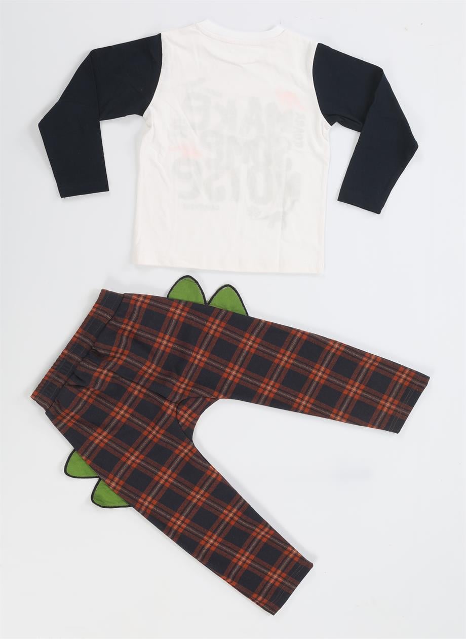 Some Noise Ekose Pantolon + T-shirt Takım - Casabony Kids