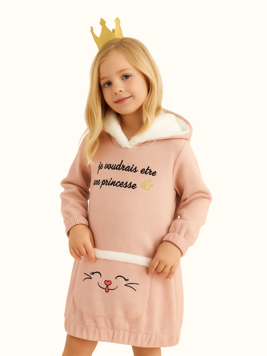 Somon Yumoş Prenses Hoodie Elbise - Casabony Kids