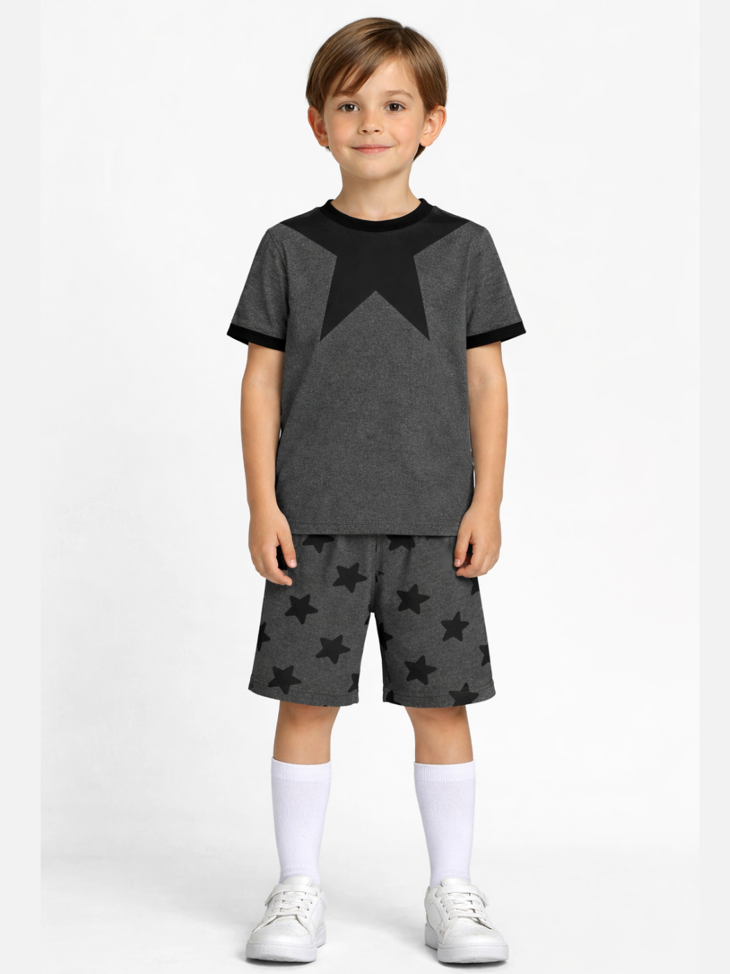Star Neck Erkek Çocuk Şort Takım - Casabony Kids