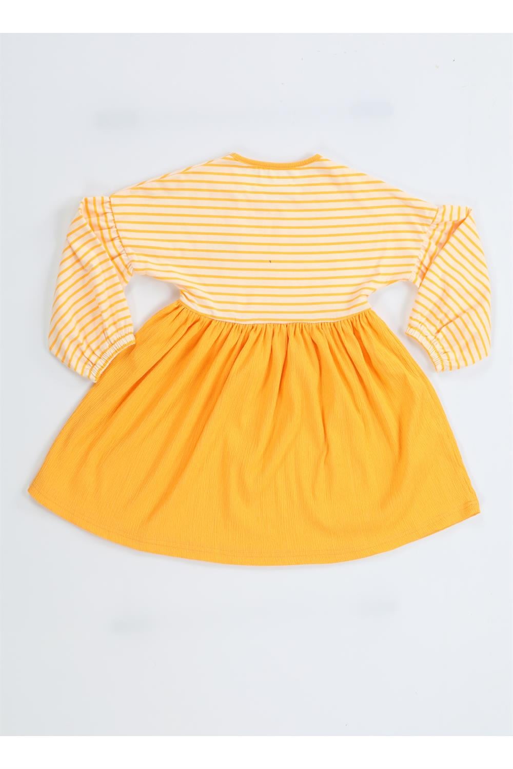 Sunflower Sarı Çizgili Kız Elbise - Casabony Kids