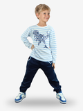 T-Rex Baskılı T-shirt + İndigo Pantolon Takım - Casabony Kids