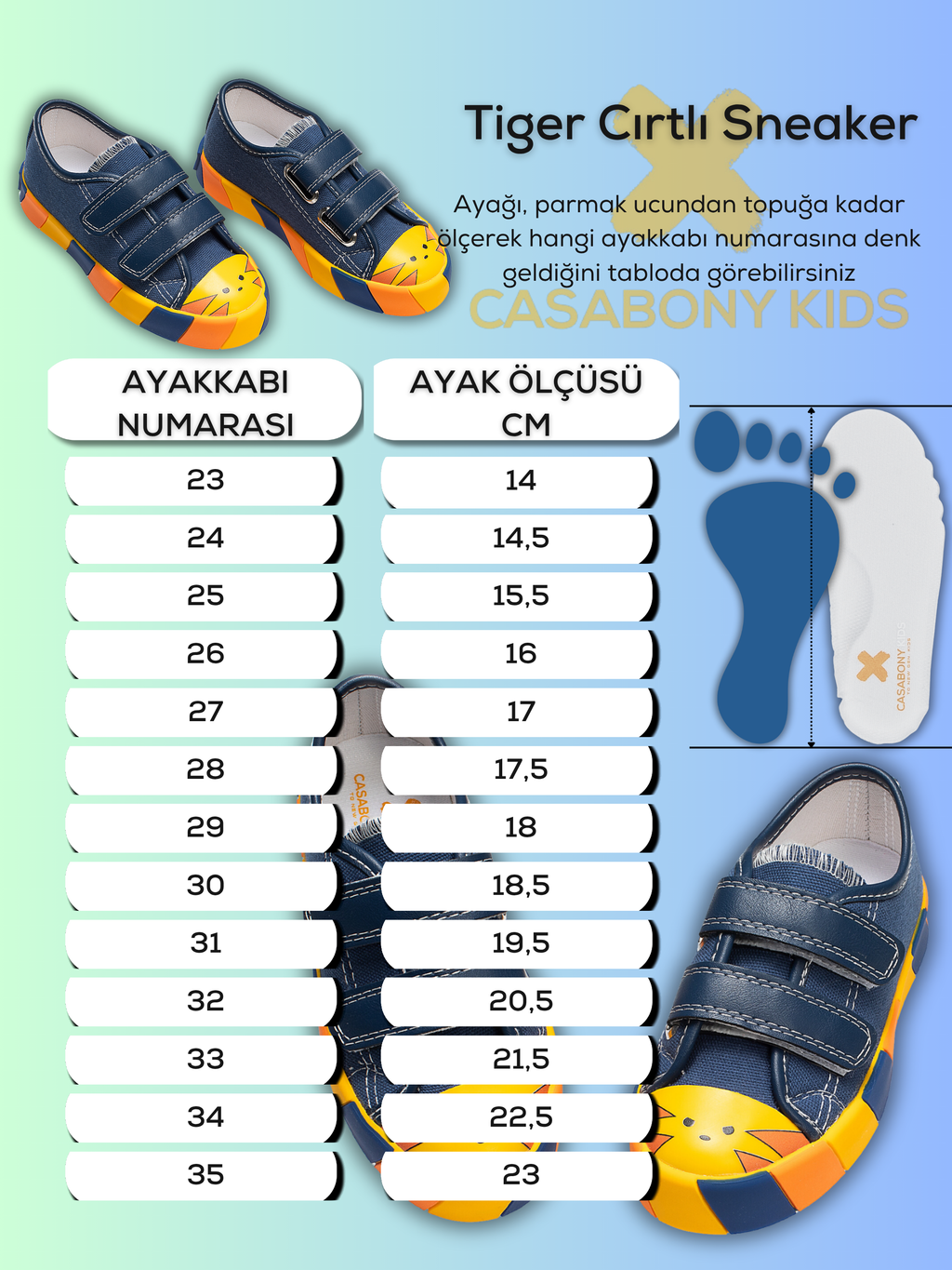 Tiger Cırtlı Kanvas Ortopedik Sneakers - Casabony Kids