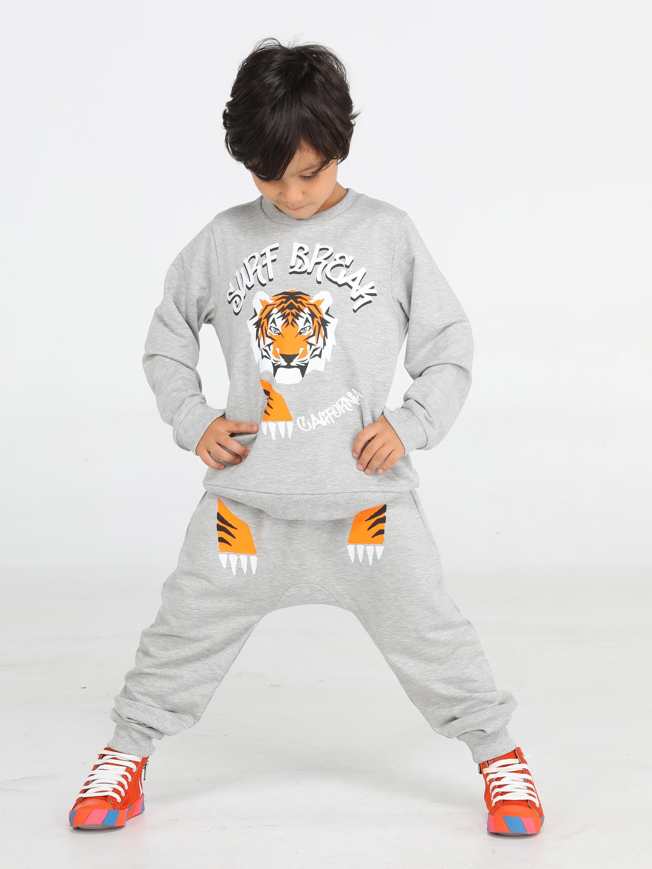 Tiger Gri Erkek Çocuk Eşofman Takım - Casabony Kids