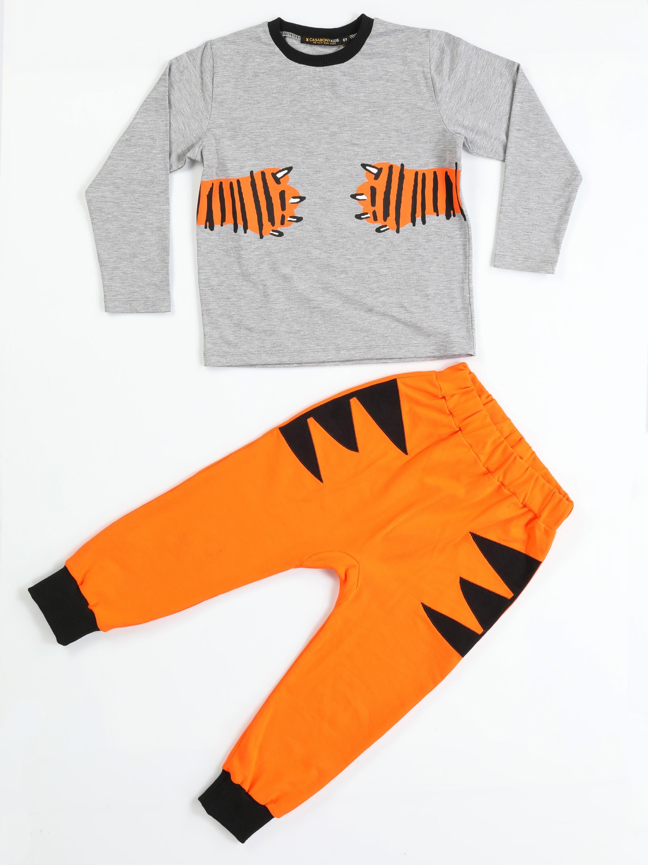 Tiger Paws Turuncu Pantolon+T-shirt Takım - Casabony Kids