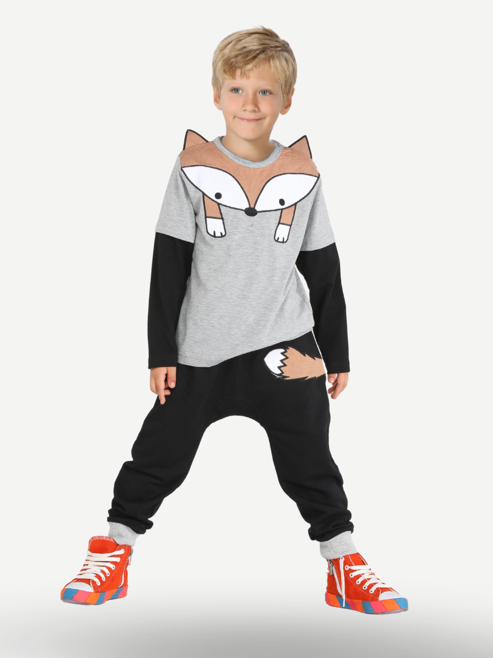 Tilki Baggy Erkek Çocuk Pantolon + T-shirt Takım - Casabony Kids
