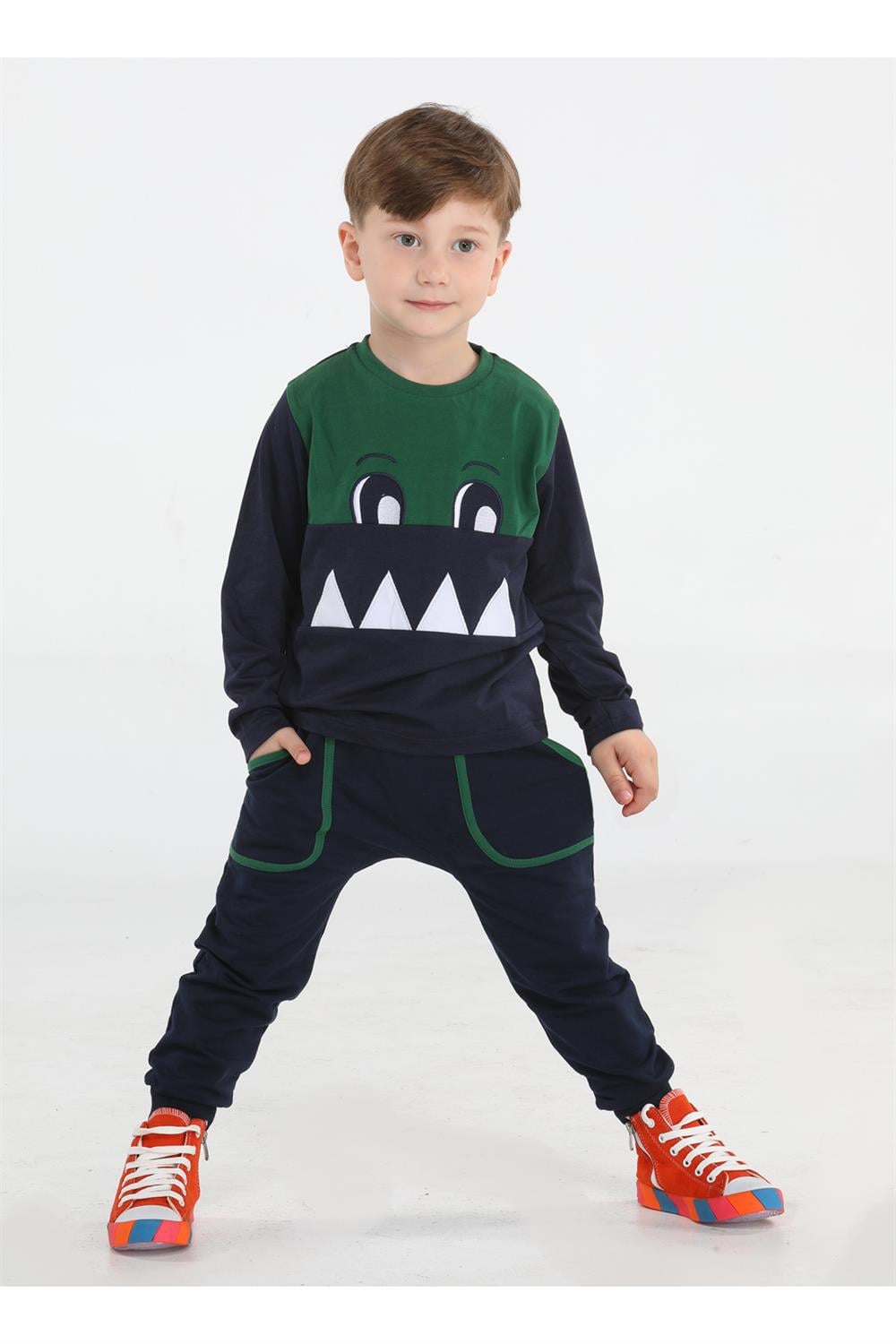 Timsah Cepli Baggy Pantolon + T-shirt Takım - Casabony Kids