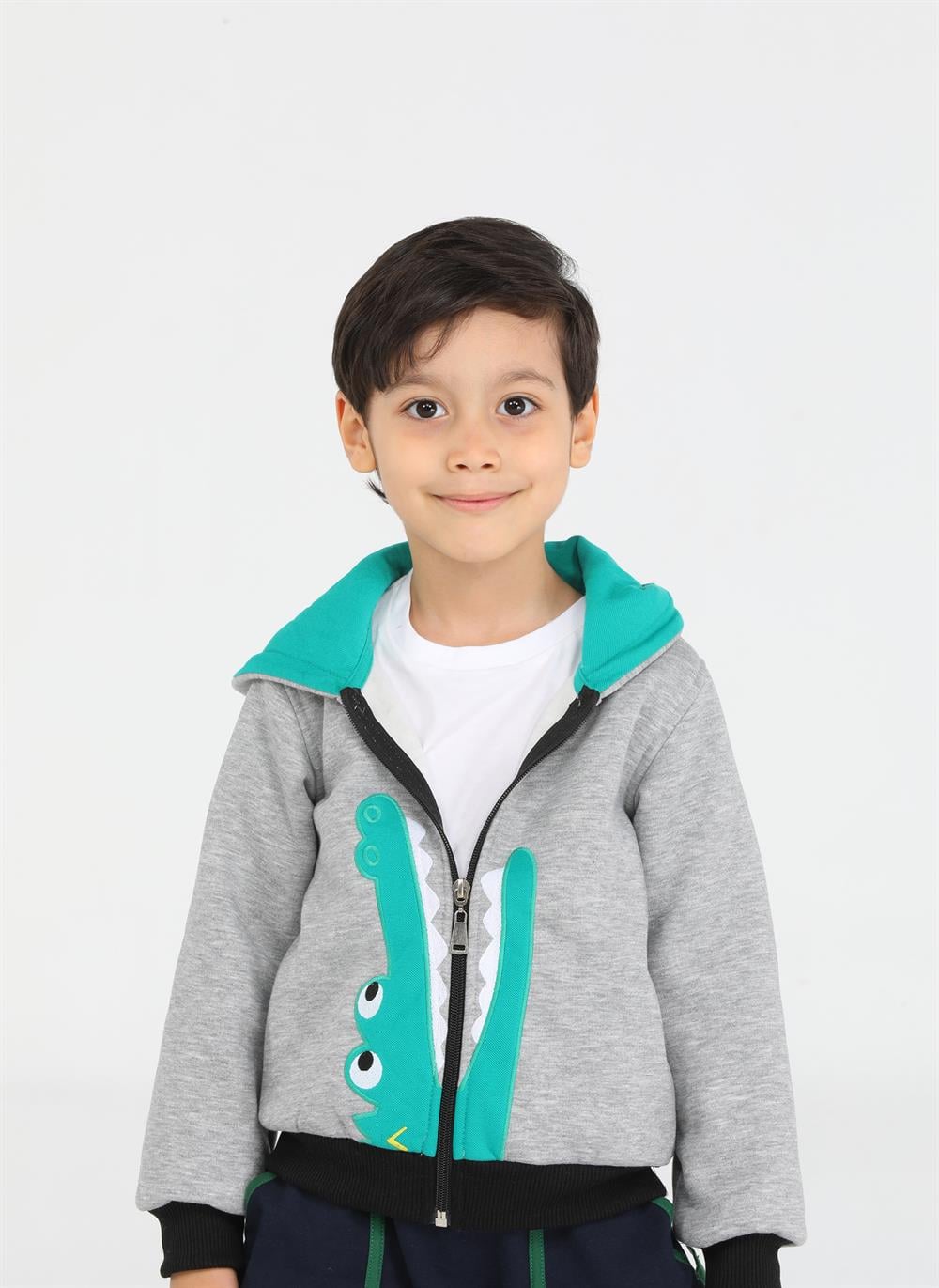 Timsah Fermuarlı Erkek Çocuk Sweat Mont - Casabony Kids