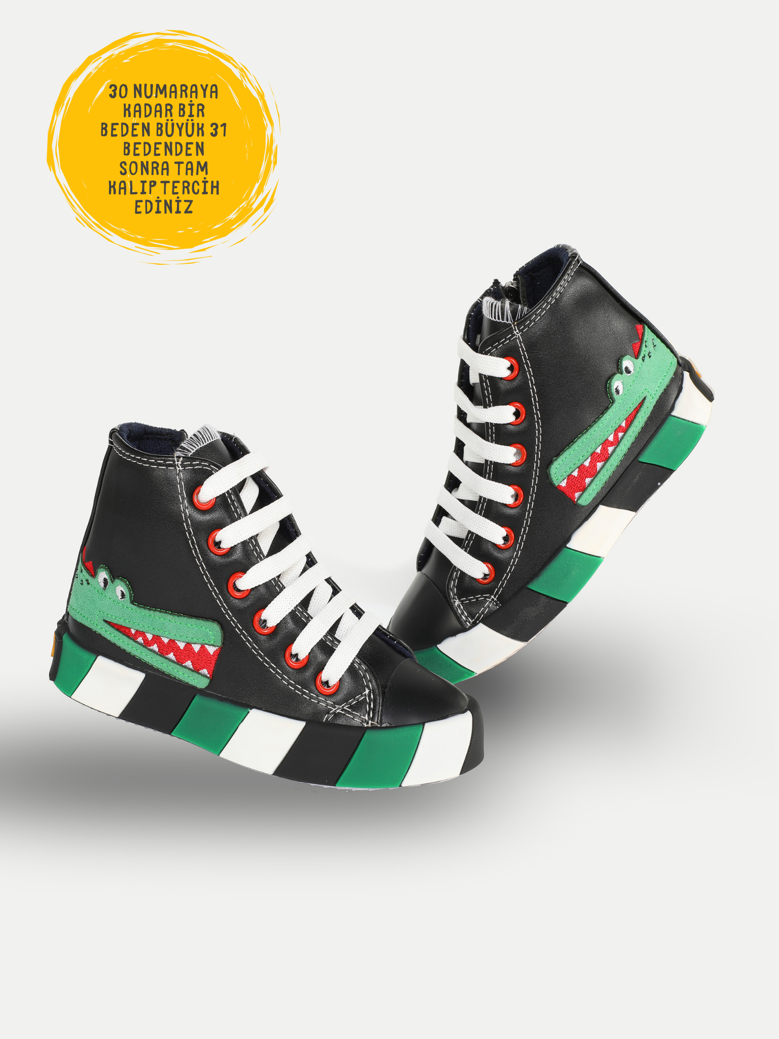Timsah Ortopedik Destekli Siyah Erkek Çocuk Sneakers - Casabony Kids