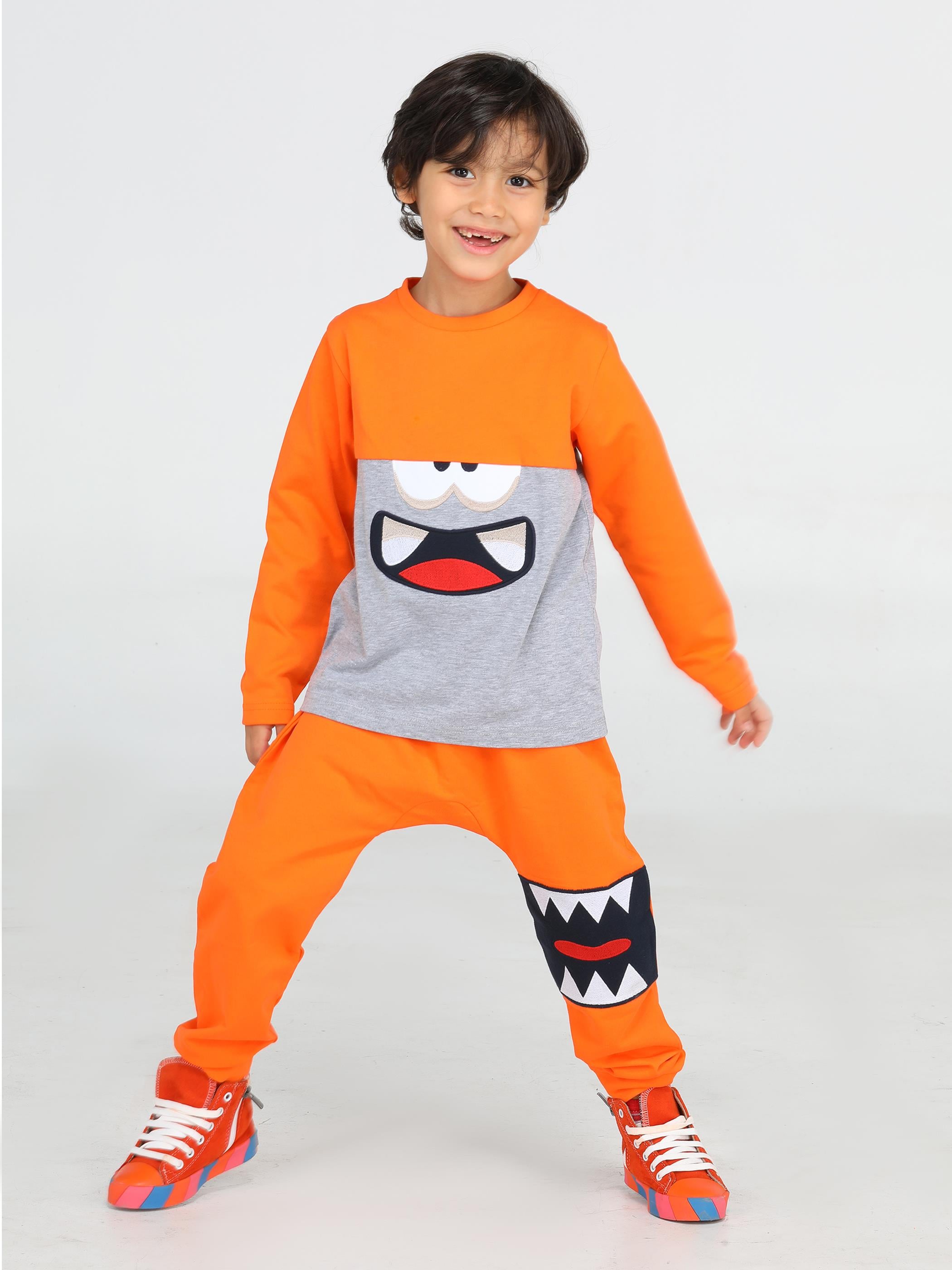 Turuncu Canavar Erkek Çocuk Pantolon Takım - Casabony Kids
