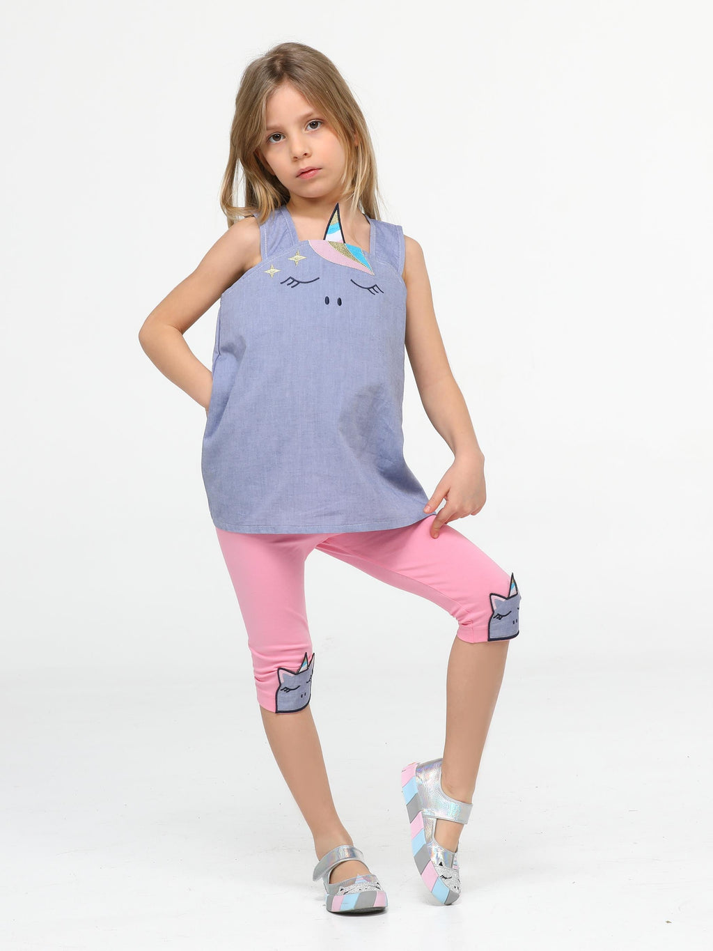 Unicorn Dokuma Tunik + Tayt Takım - Casabony Kids