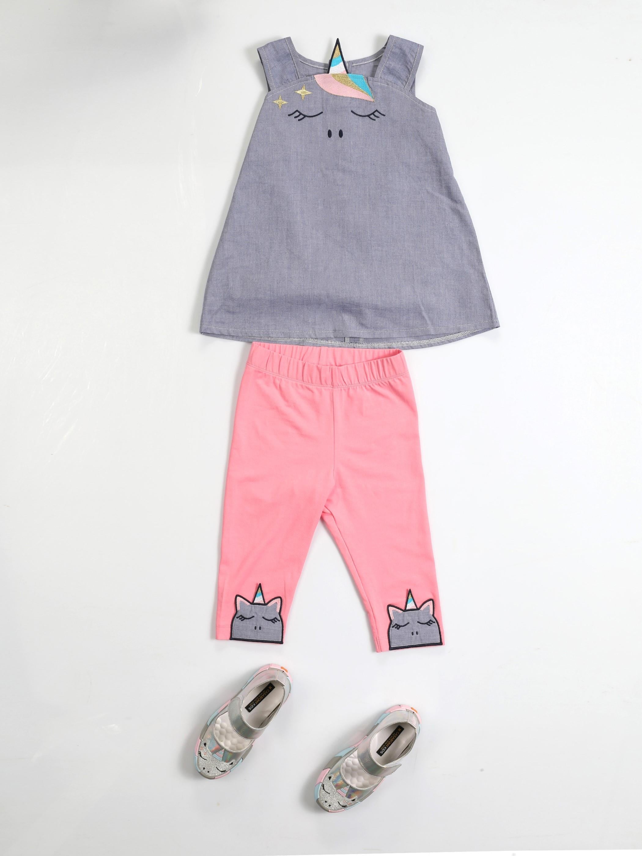 Unicorn Dokuma Tunik + Tayt Takım - Casabony Kids