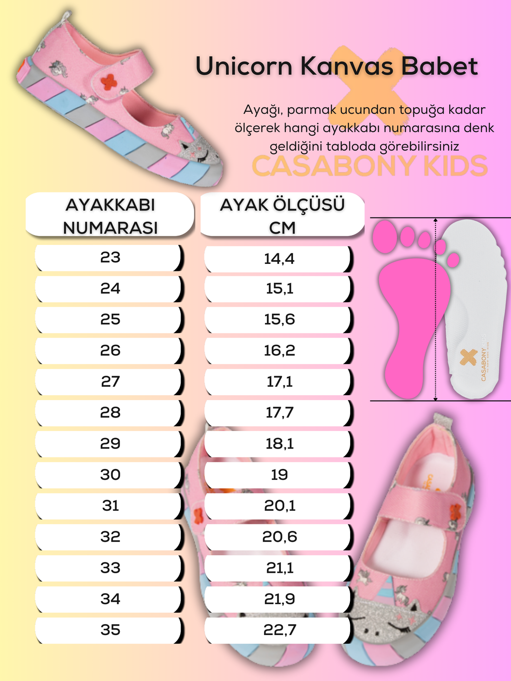 Unicorn Kanvas 3D Baskılı Kız Çocuk Babet - Casabony Kids