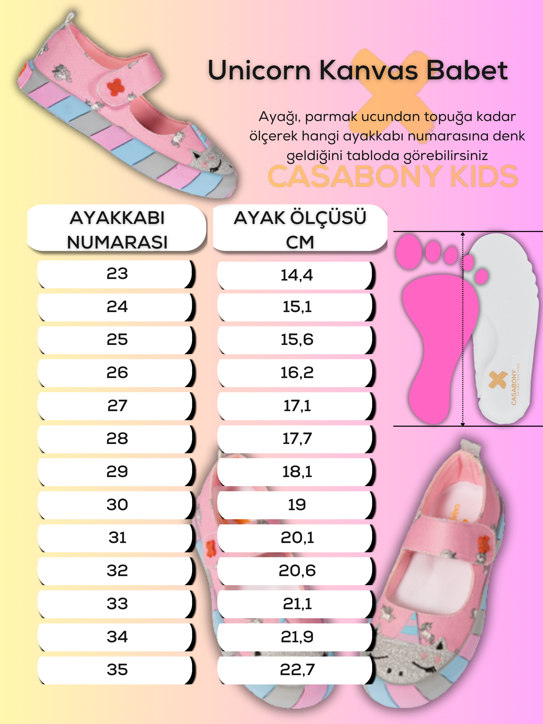 Unicorn Kanvas 3D Baskılı Kız Çocuk Babet - Casabony Kids