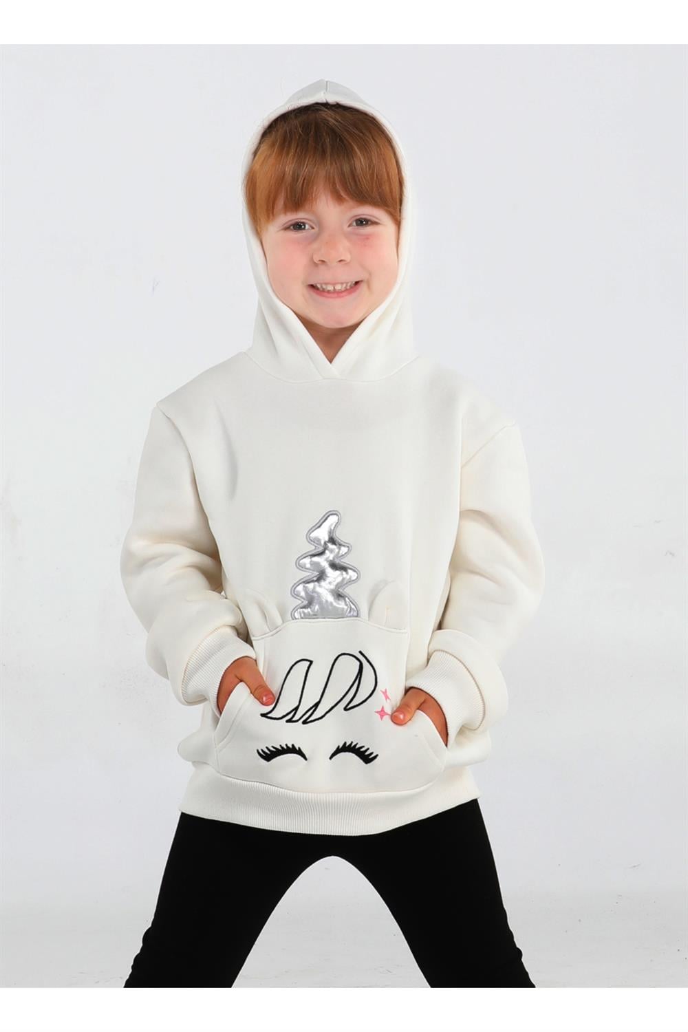 Unicorn Off-White Kız Sweatshirt - Casabony Kids