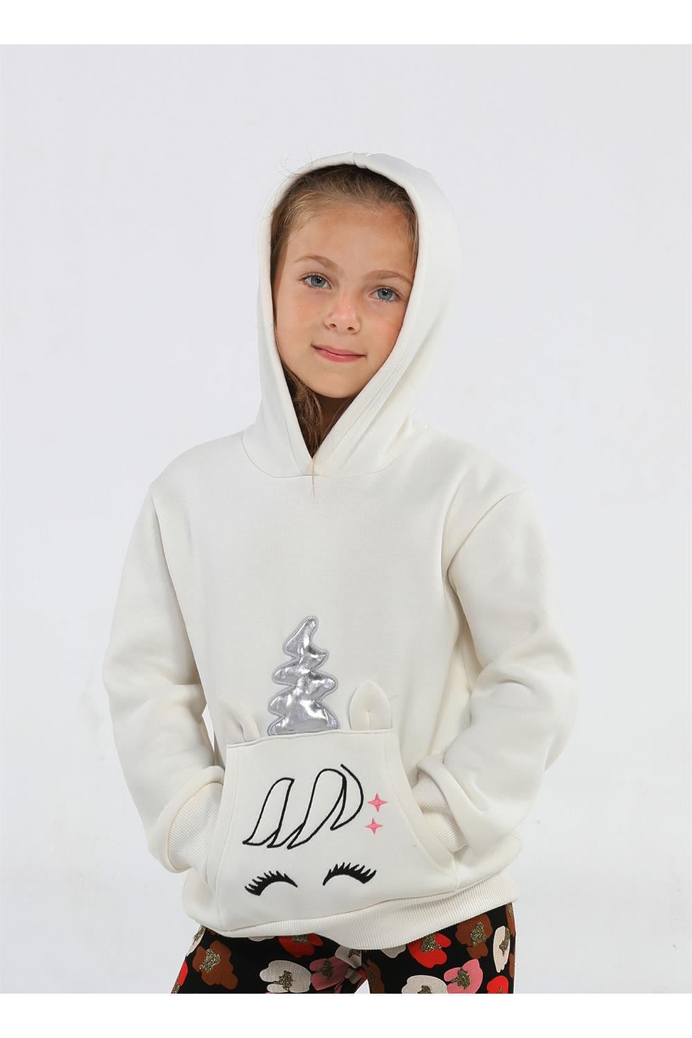 Unicorn Off-White Kız Sweatshirt - Casabony Kids