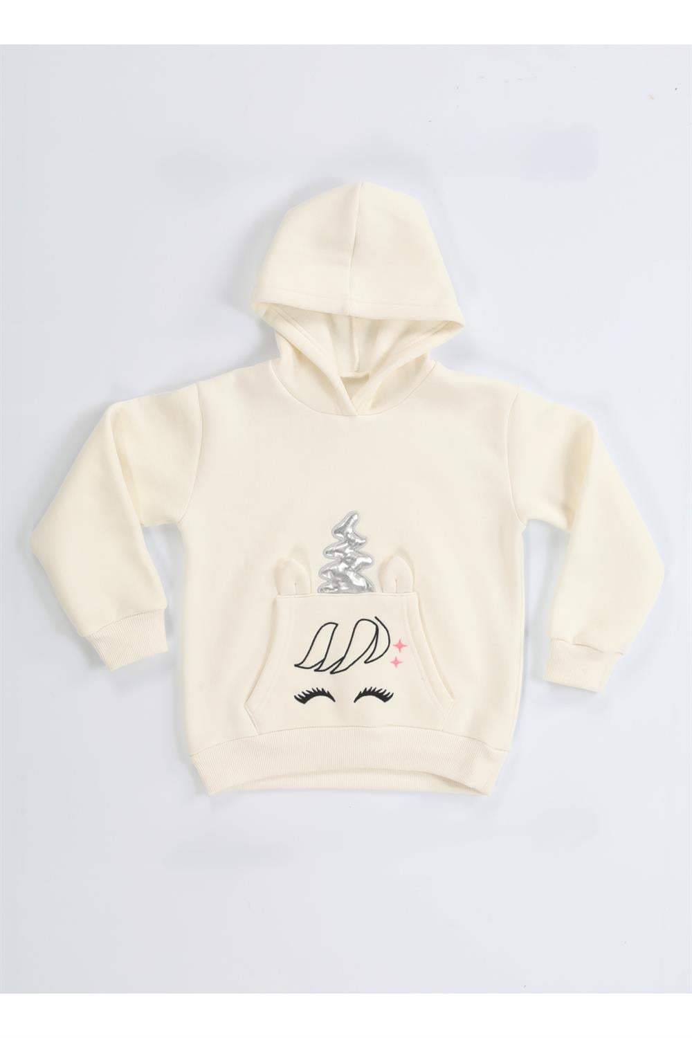 Unicorn Off-White Kız Sweatshirt - Casabony Kids